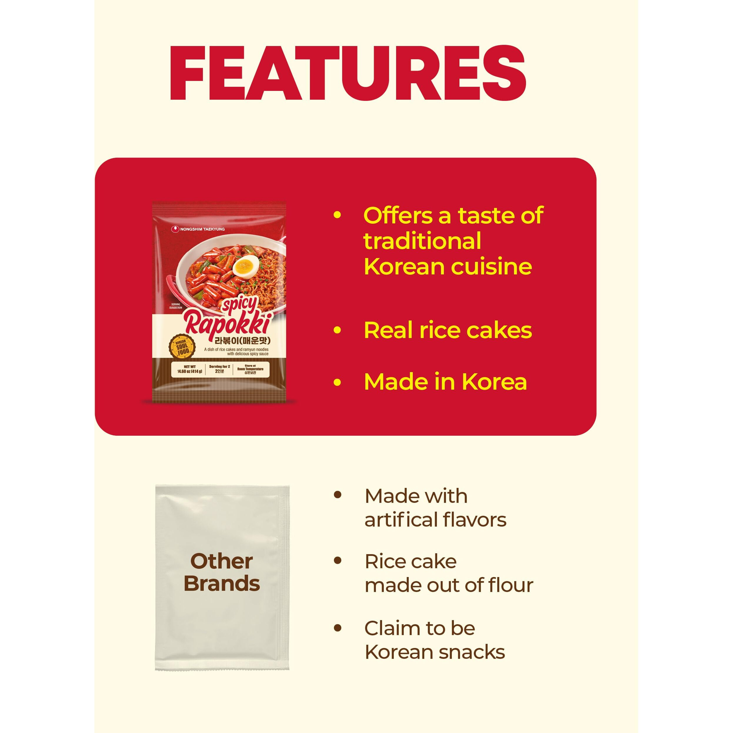 Nongshim Taekyung Rapokki (Hot, 14Oz) - Authentic Korean Street Food, Ramen Noodles With Rice Cakes. Quick & Easy To Prepare, Ready In 4 Mins.