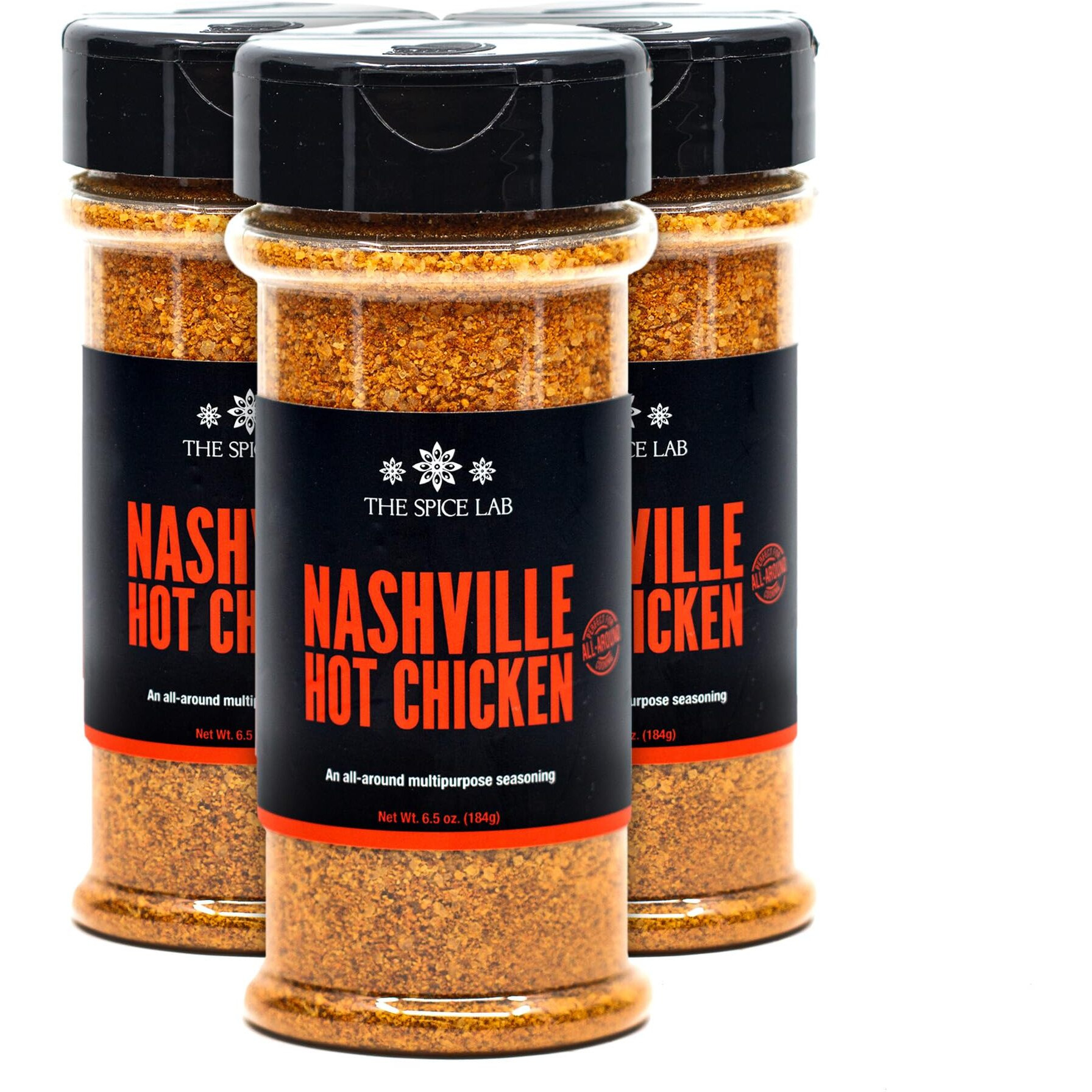 The Spice Lab Nashville Hot Chicken Seasoning - All Purpose Spicy Dry Rub For Fried Chicken, Pork Chops, Vegan Chicken & More - Gluten Free & Kosher Southern Flavor - 6.5 Oz Shaker 3 Pack - 7106