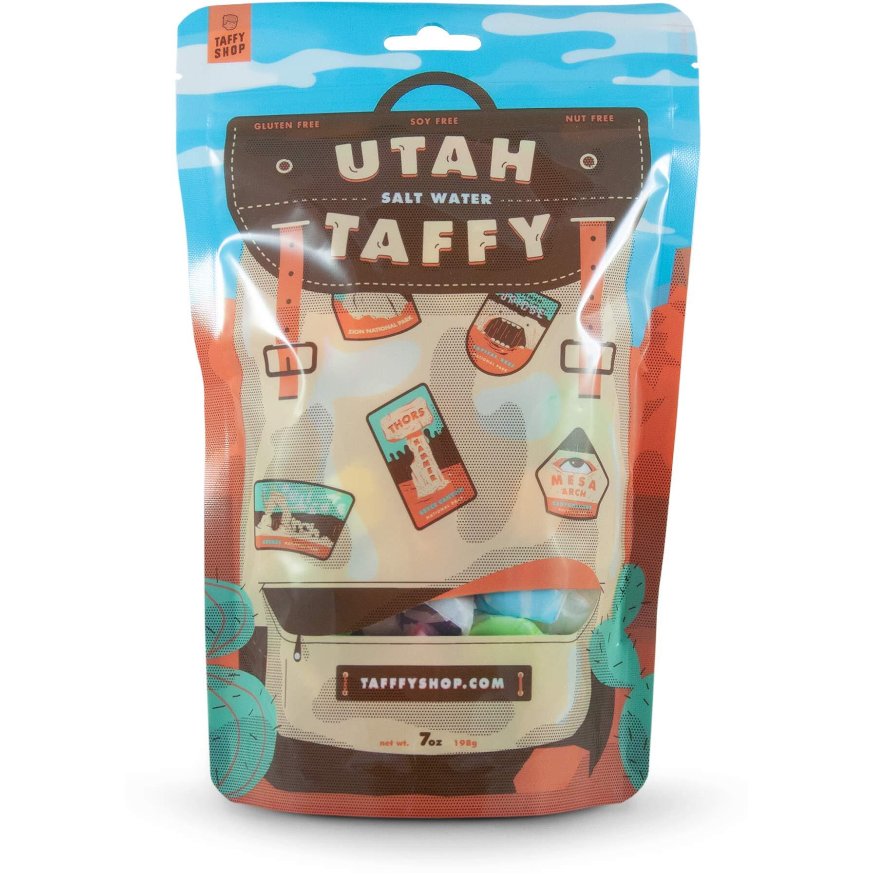 Taffy Shop Utah National Parks Water Taffy - Small Batch Salt Water Taffies Made In The Usa - Super Soft, Sweet, Taffy Candy - Guaranteed Fresh - Gluten-Free, Soy-Free, Peanut-Free - Personal (7Oz)