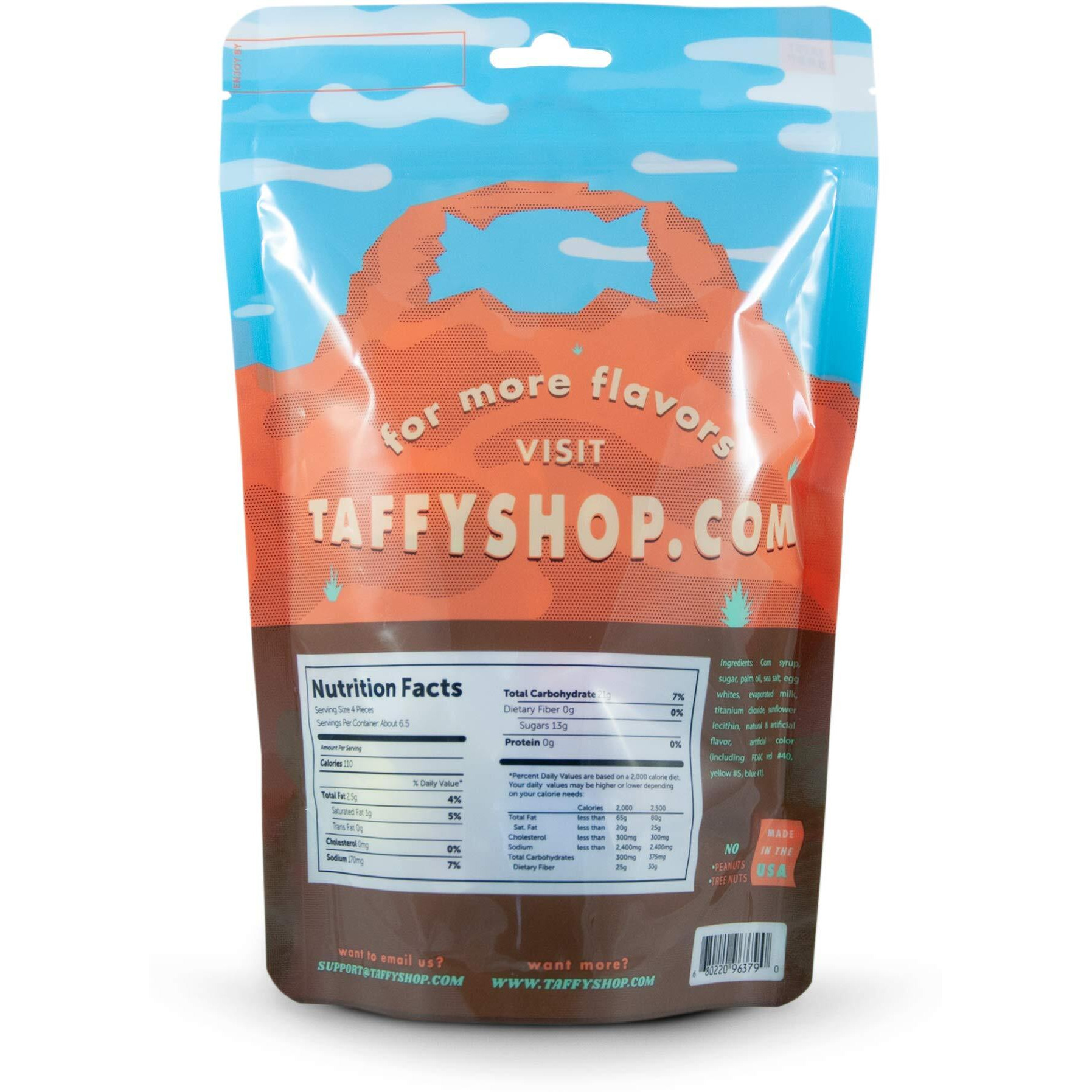 Taffy Shop Utah National Parks Water Taffy - Small Batch Salt Water Taffies Made In The Usa - Super Soft, Sweet, Taffy Candy - Guaranteed Fresh - Gluten-Free, Soy-Free, Peanut-Free - Personal (7Oz)