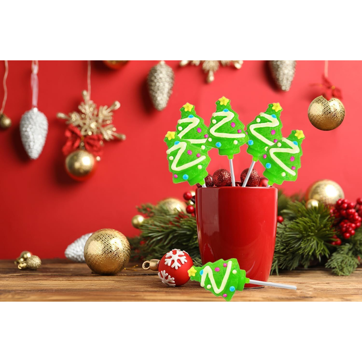Fruidles Christmas Tree Lollipop, Candy Canes Suckers, Mixed Fruit Flavor, Individually Wrapped Lollipops (24-Pack)