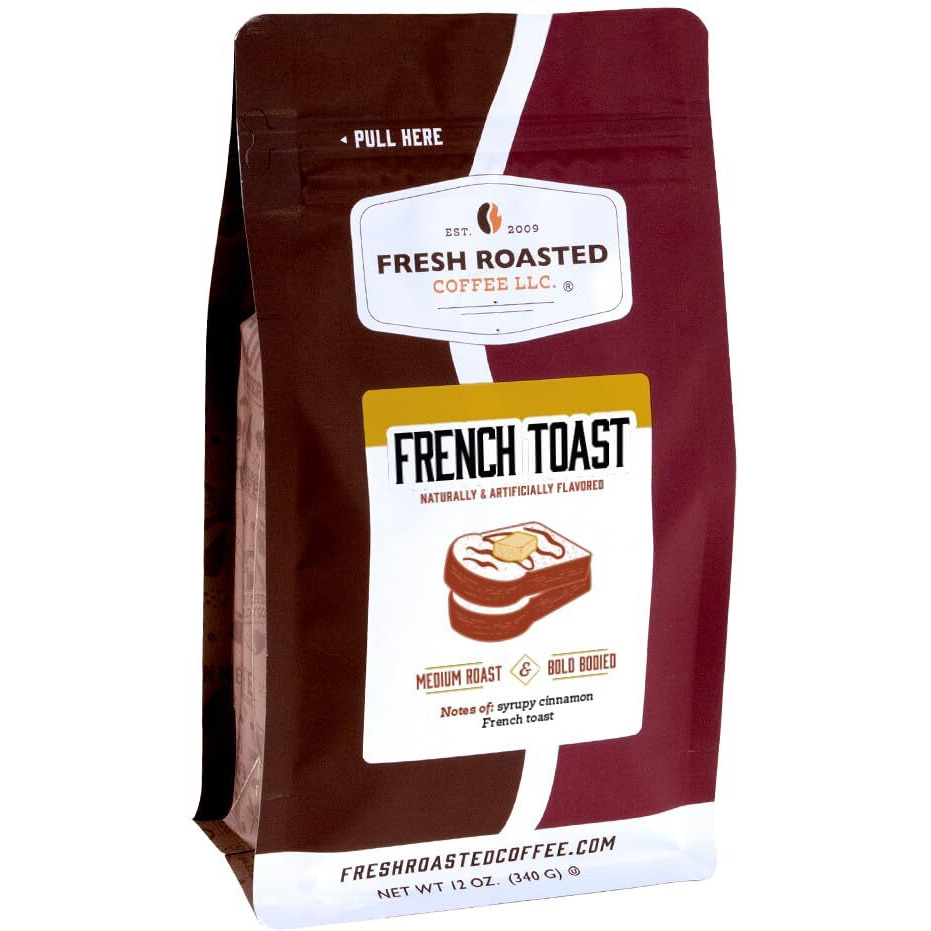 Fresh Roasted Coffee, French Toast Flavored Coffee, 12 Oz, Medium Roast, Kosher, Whole Bean