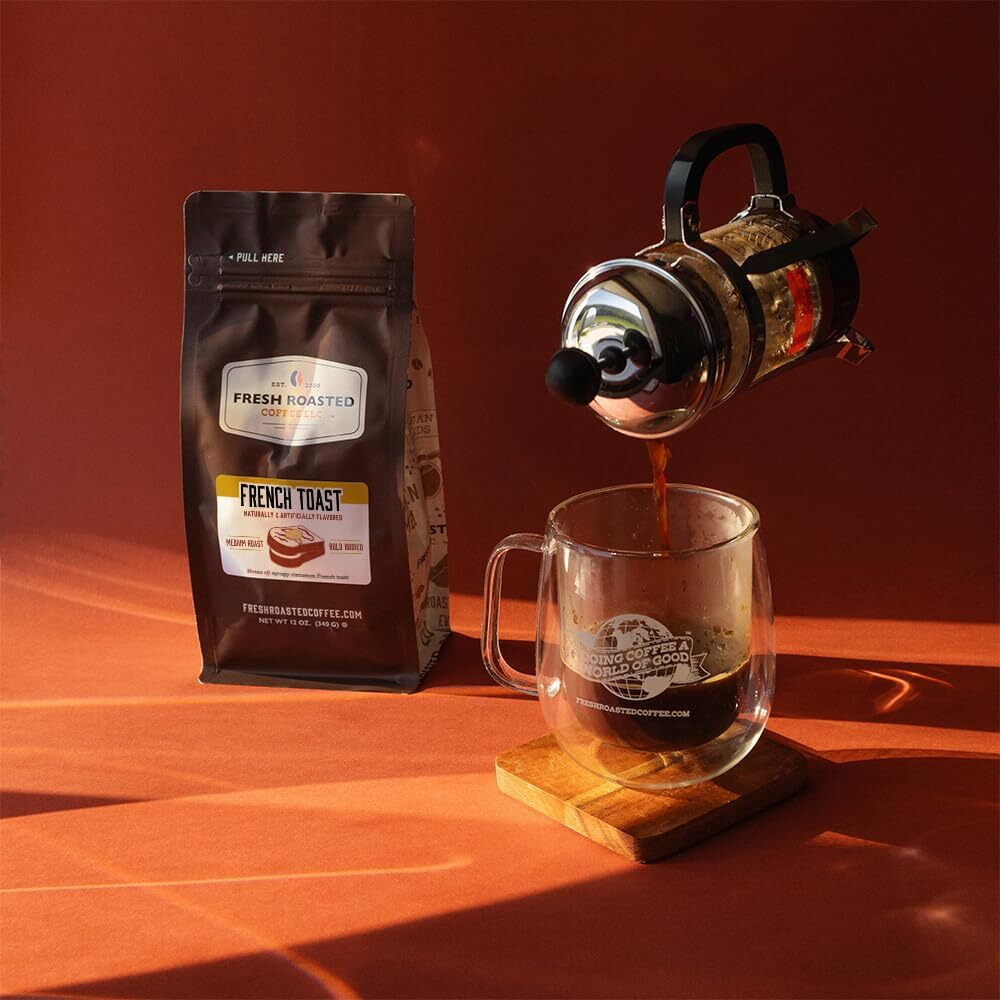 Fresh Roasted Coffee, French Toast Flavored Coffee, 12 Oz, Medium Roast, Kosher, Whole Bean