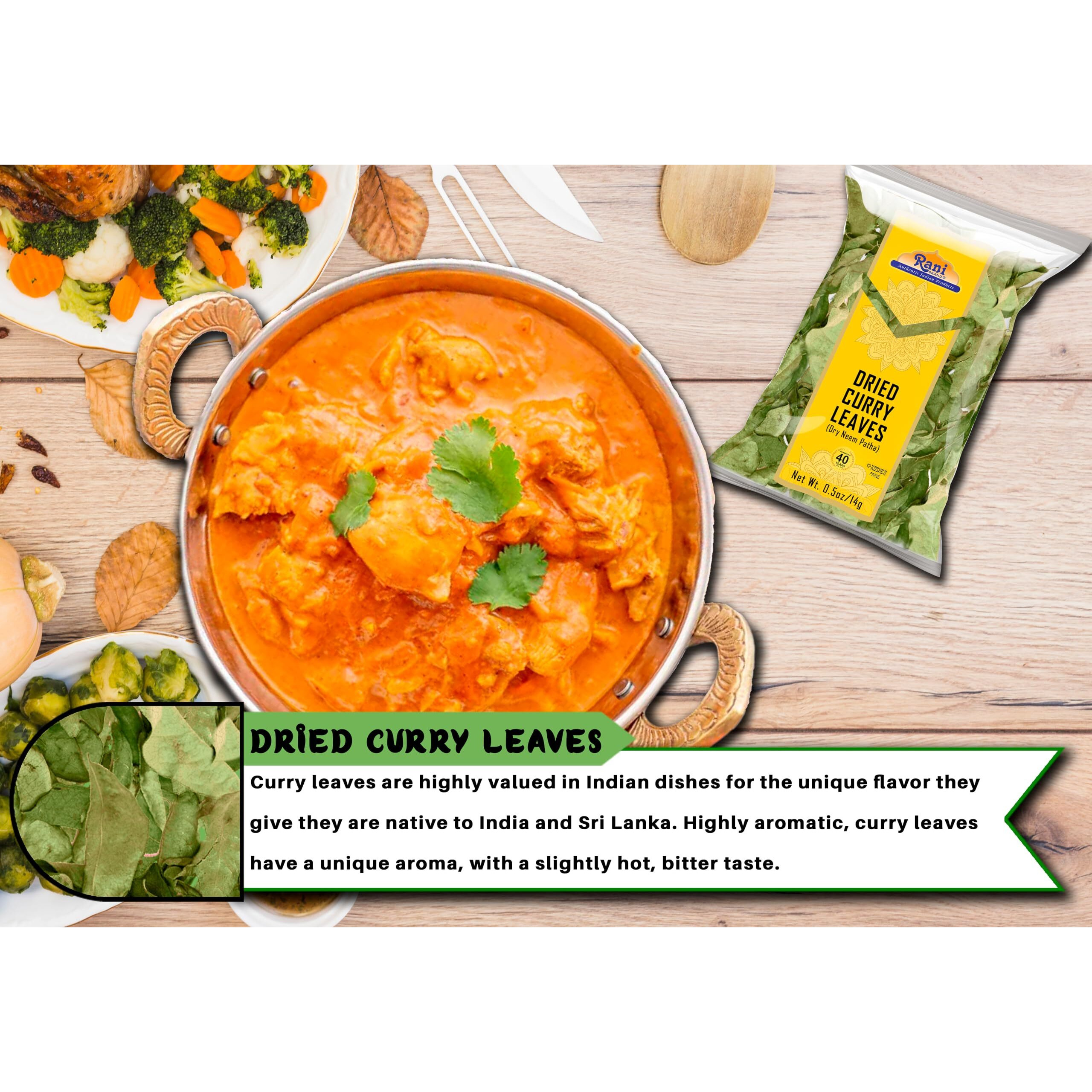 Rani Dried Curry Whole Leaves (Kari Neem Patha) Indian Spice 0.5Oz (14G) ~ Non-Irradiated | All Natural | Vegan | Gluten Friendly | Non-Gmo | Product Of Usa