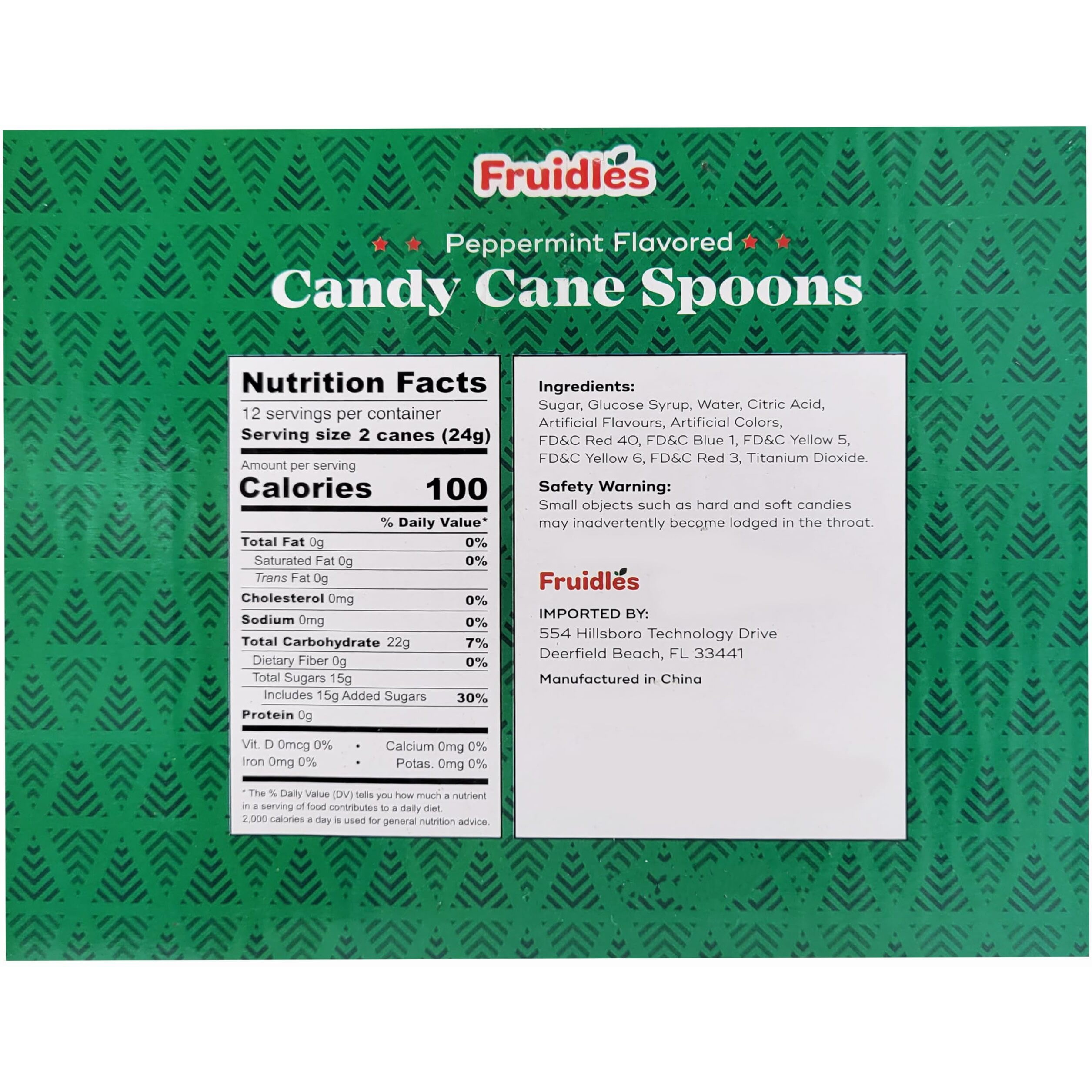 Fruidles Christmas Candy Canes Spoons Suckers, Peppermint Flavor In Box, 12-Pack
