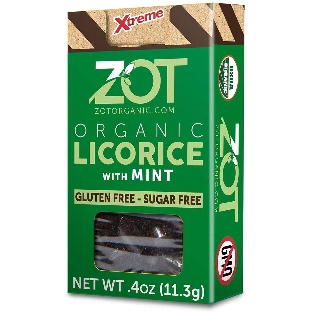 Zot 100% Organic Licorice With Mint, Dark Brown, Black, 0.4 Ounce (Pack Of 6)