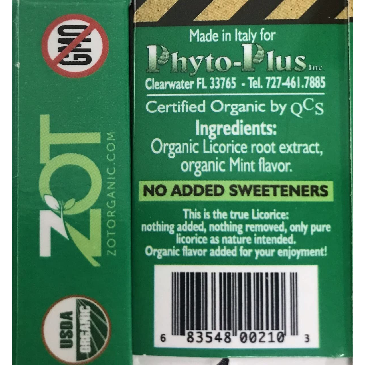 Zot 100% Organic Licorice With Mint, Dark Brown, Black, 0.4 Ounce (Pack Of 6)
