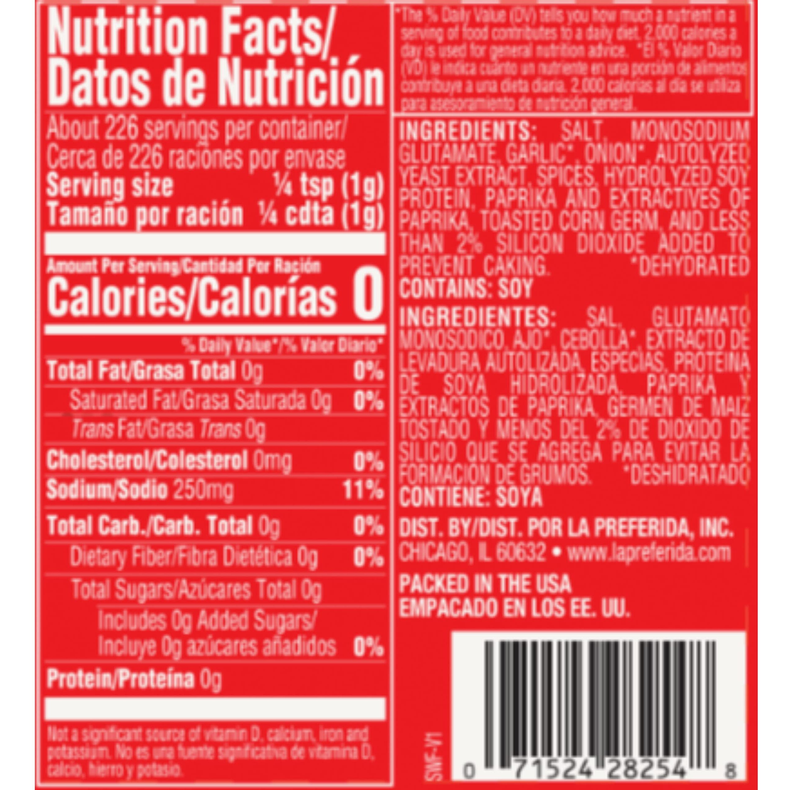 La Preferida Saz  N Seasoning - All-Purpose Mexican Spice Blend, Vegan, Bold Flavor Of Paprika, Garlic And Onion, One-Step Seasoning For A Fool-Proof Meal, 8 Oz (Pack Of 1)