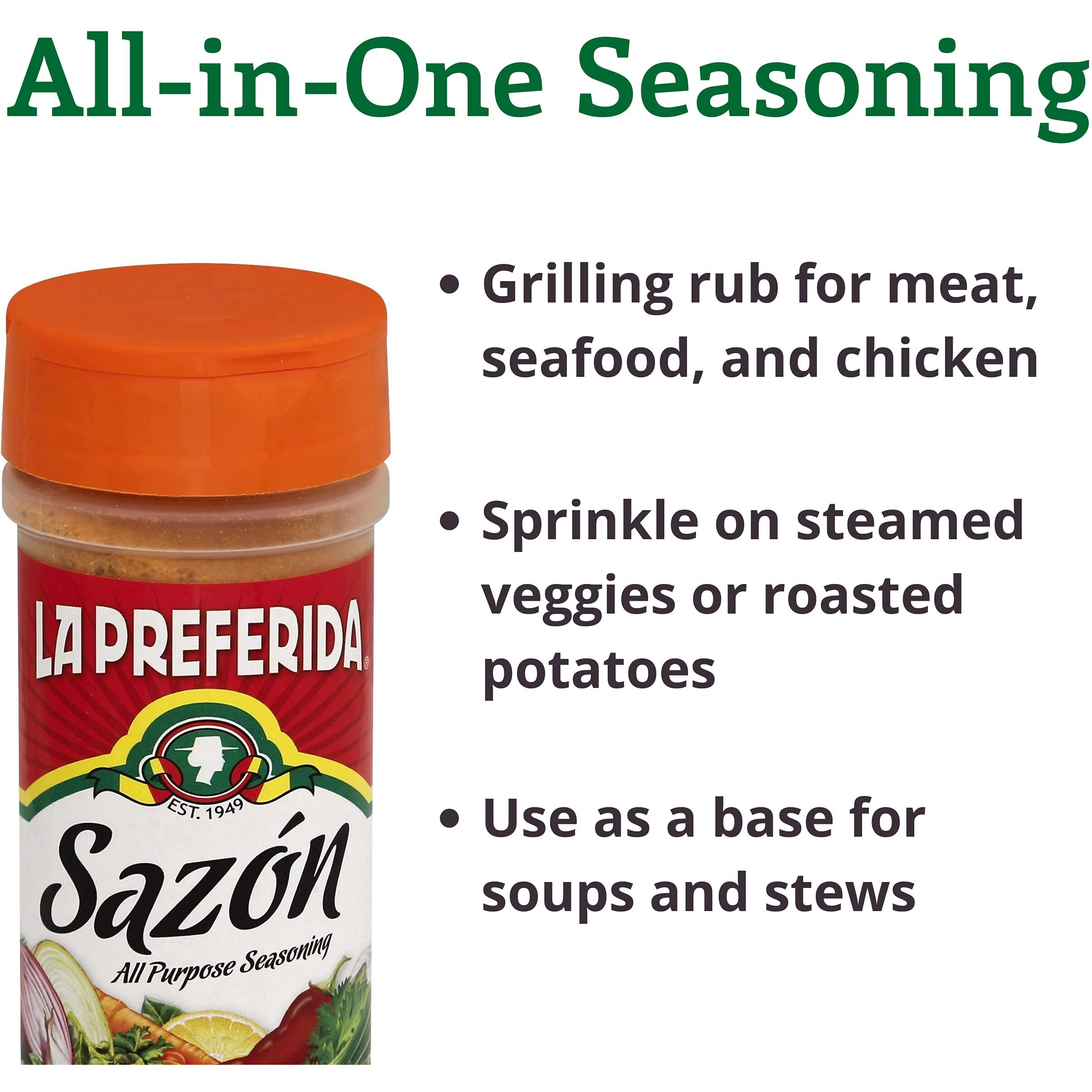 La Preferida Saz  N Seasoning - All-Purpose Mexican Spice Blend, Vegan, Bold Flavor Of Paprika, Garlic And Onion, One-Step Seasoning For A Fool-Proof Meal, 8 Oz (Pack Of 1)