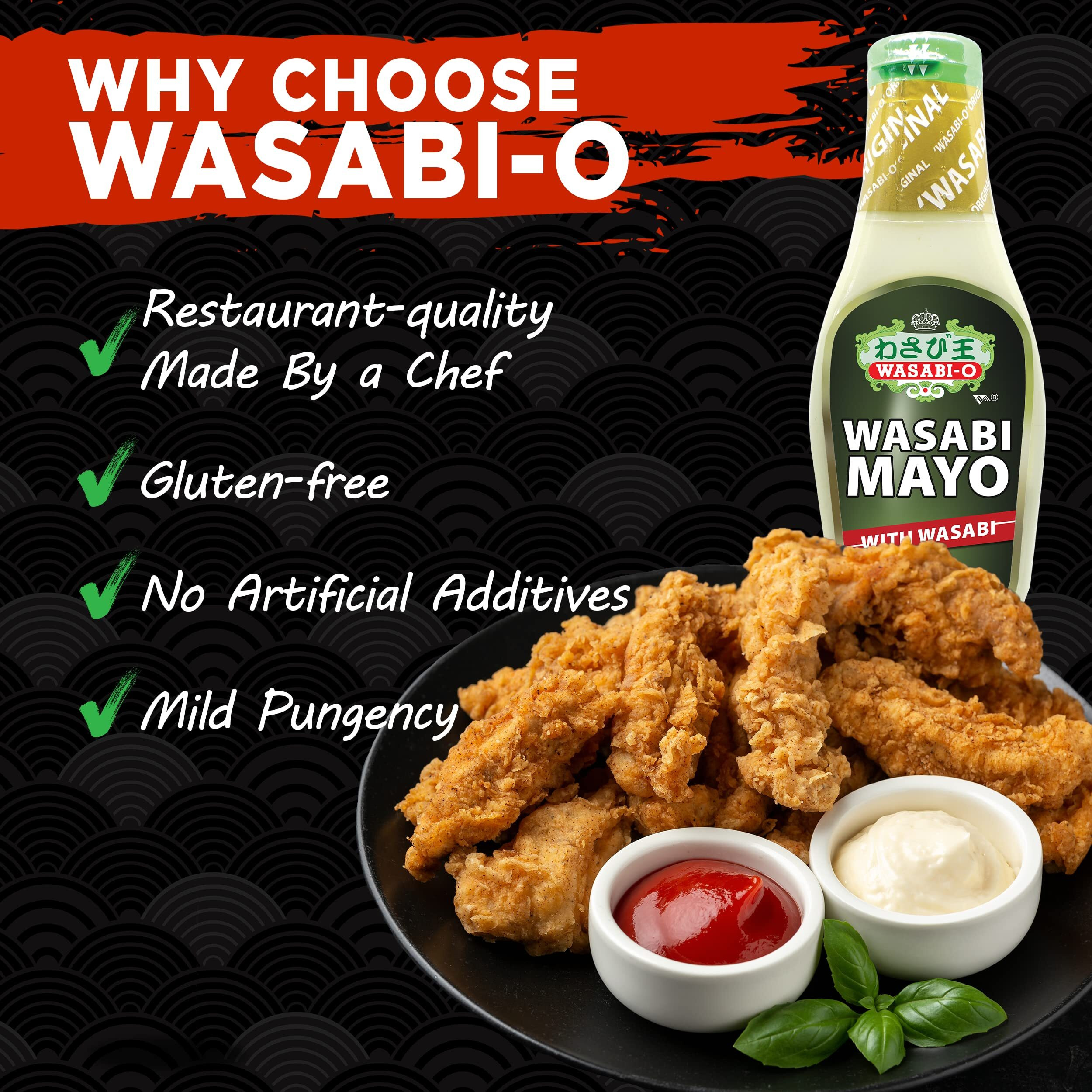 Wasabi O Spicy Mayonnaise - Premium Mayo Cream With Real Wasabi, Fat Free, Healthy, Vegan Japanese Mayonnaise Sauce For Dressing & Seasoning, 170G Squeeze Mayo Bottle Pack Of 2