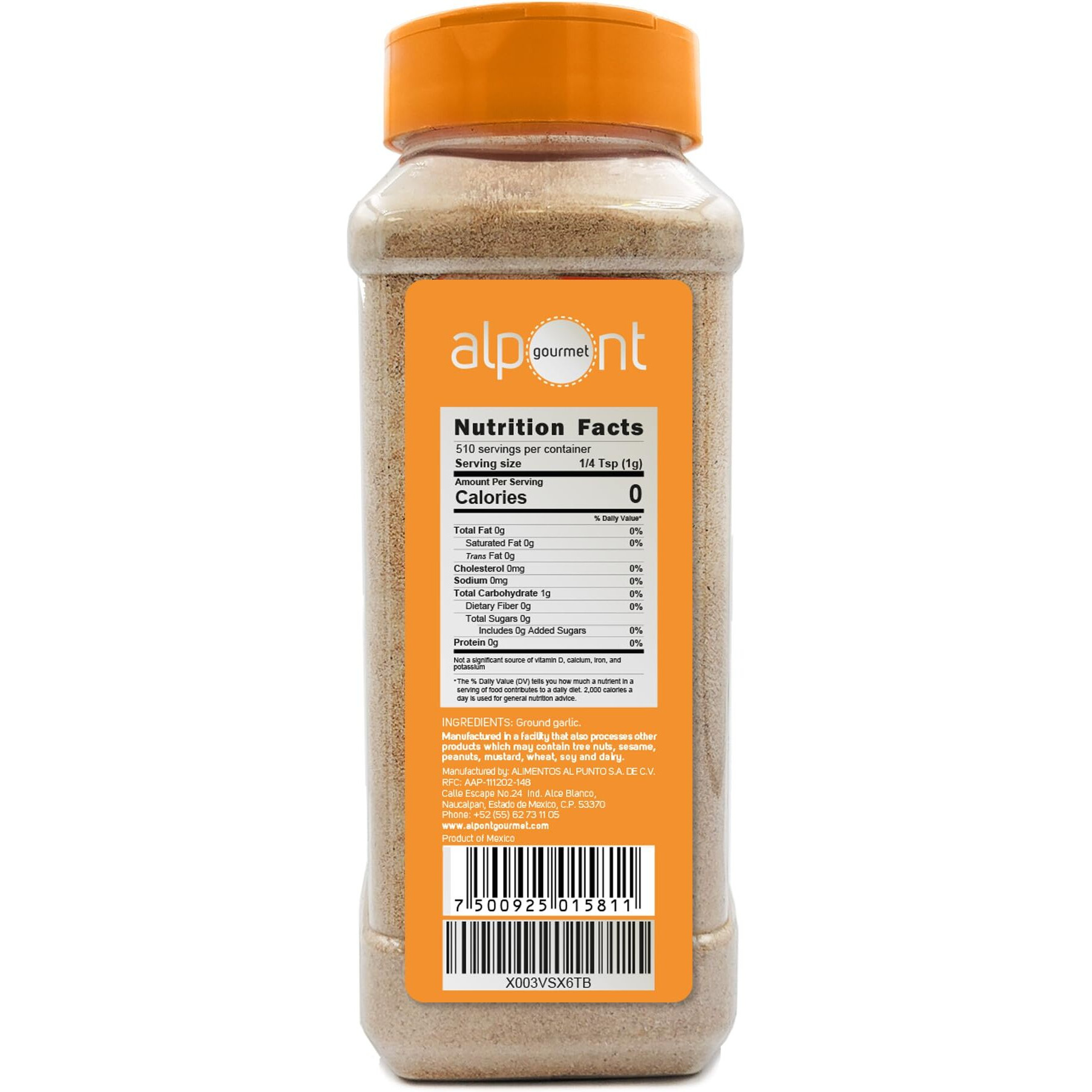 Alpont Gourmet Garlic Powder 18Oz (510G), All Natural, Non-Gmo, Packed To Keep It Fresh, Premium Quality