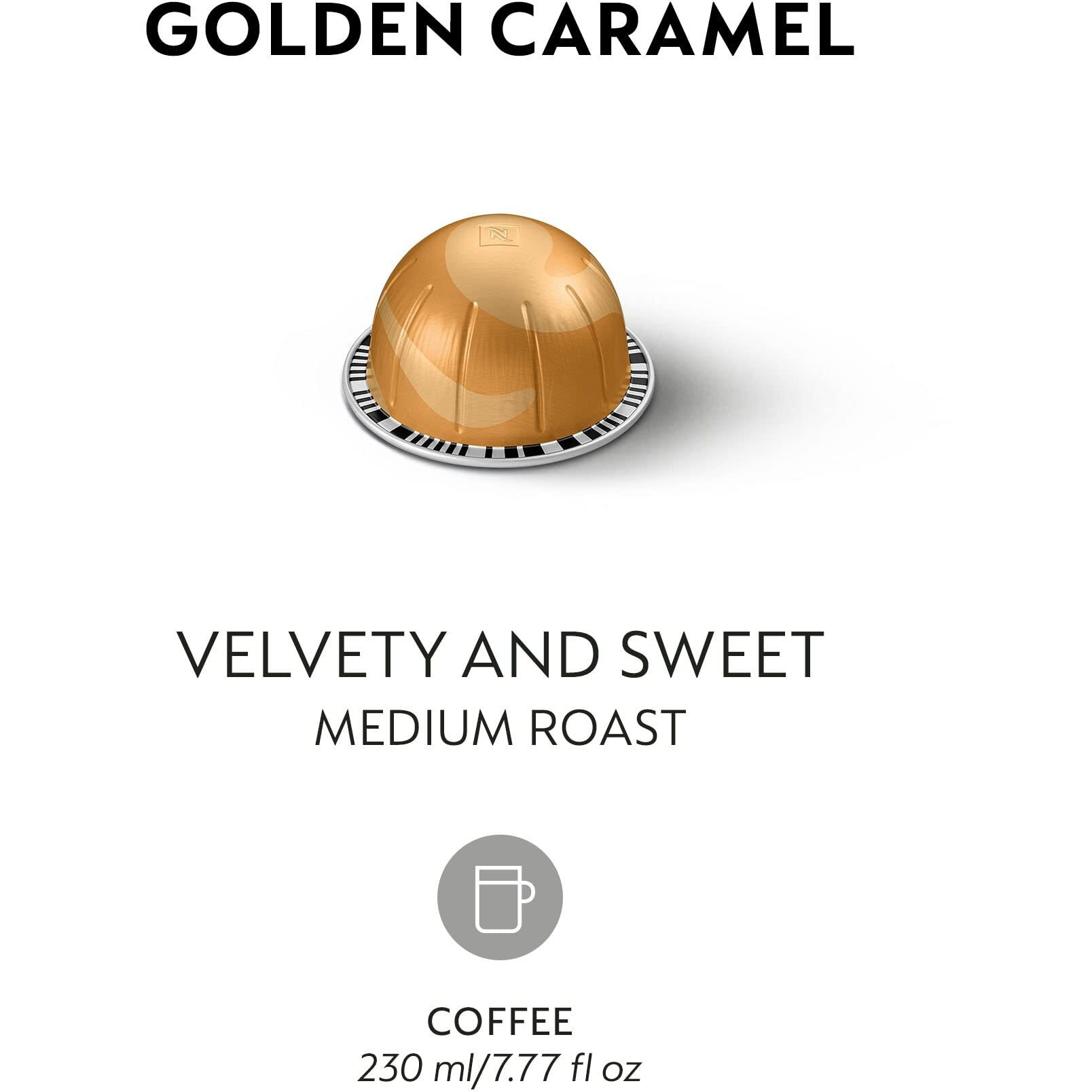 Nespresso Capsules Vertuo, Golden Caramel, Medium Roast Coffee, 30 Count Coffee Pods, Brews 7.8Oz