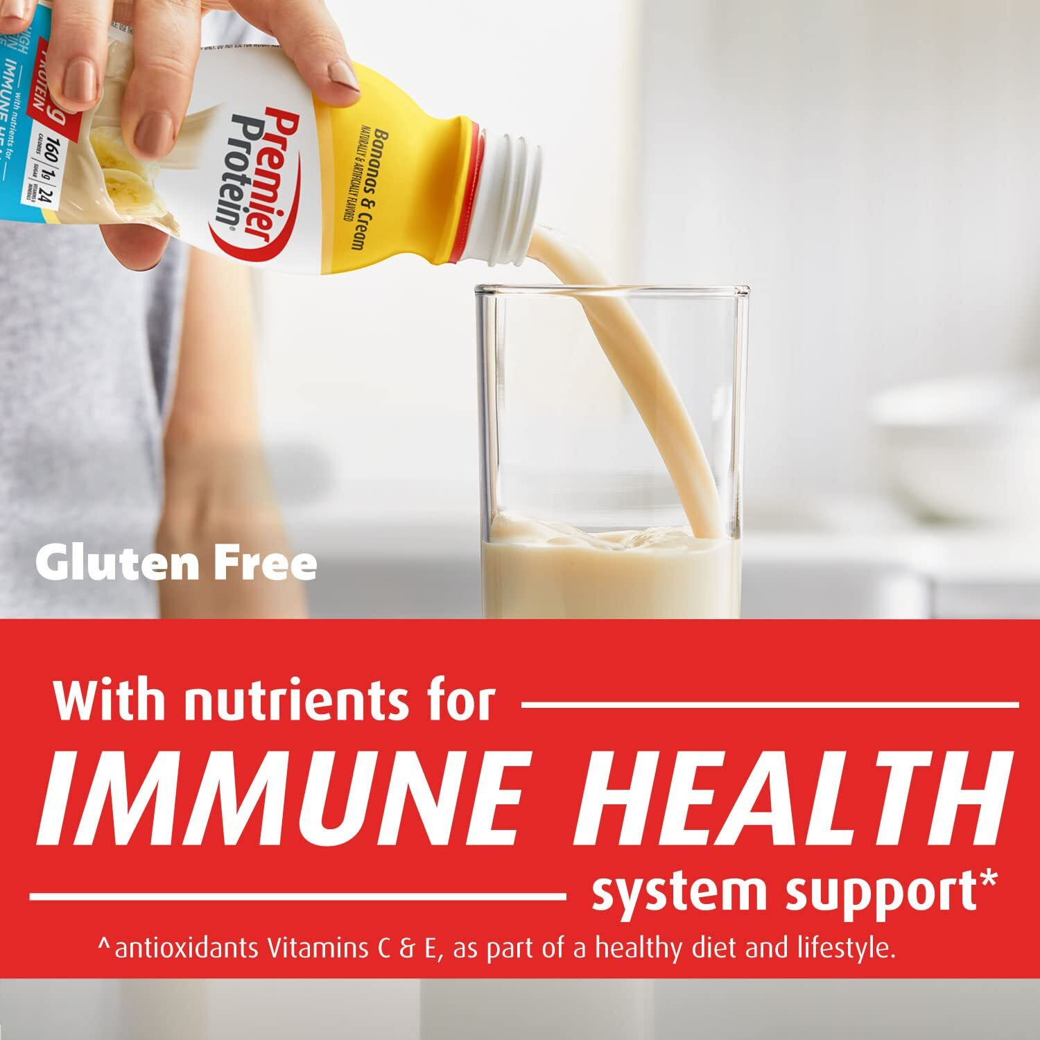 Premier Protein Shake, Bananas & Cream, 30G Protein, 1G Sugar, 24 Vitamins & Minerals, Nutrients To Support Immune Health, 12 Pack