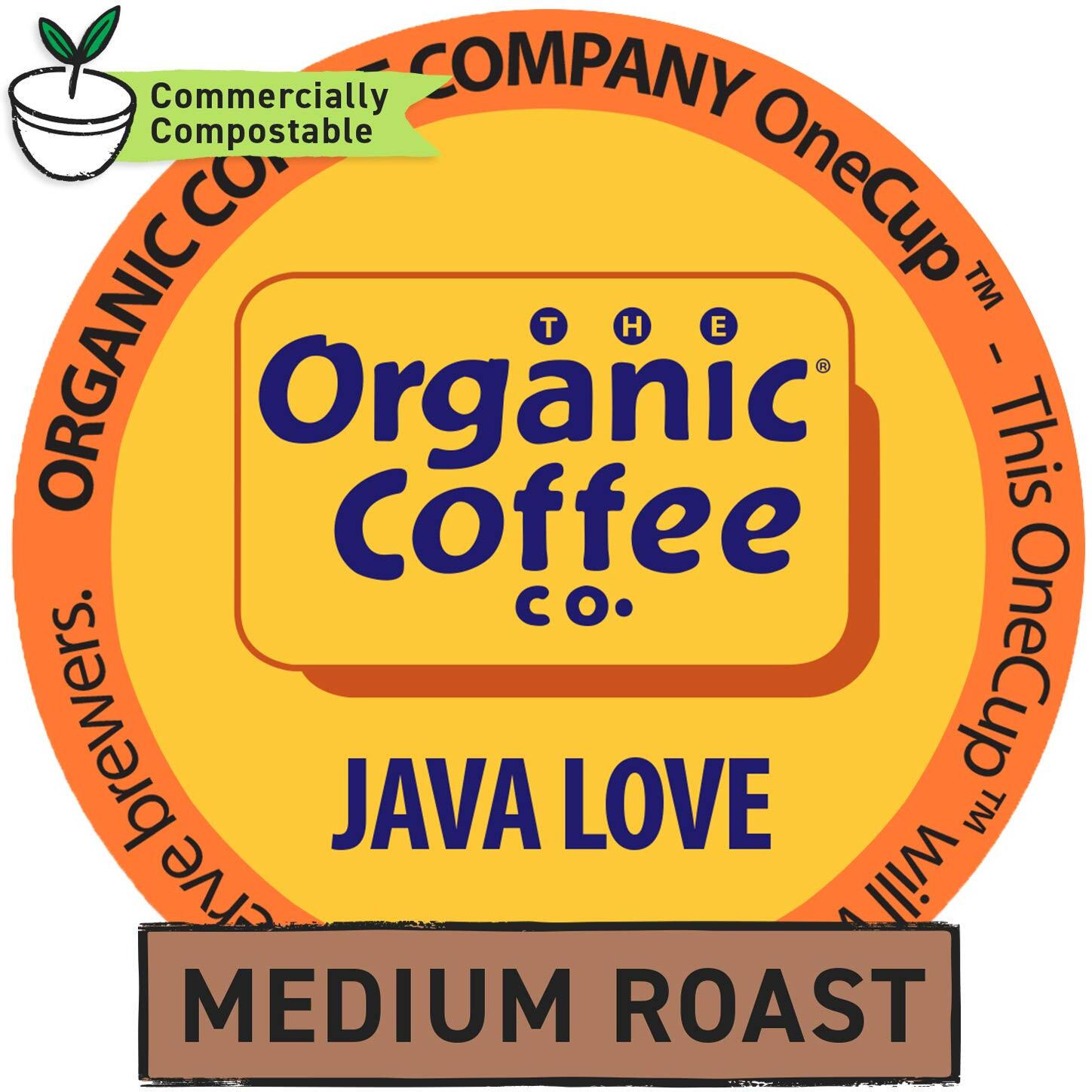 The Organic Coffee Co. Compostable Coffee Pods - Java Love (12 Ct) K Cup Compatible Including Keurig 2.0, Medium Roast, Usda Organic