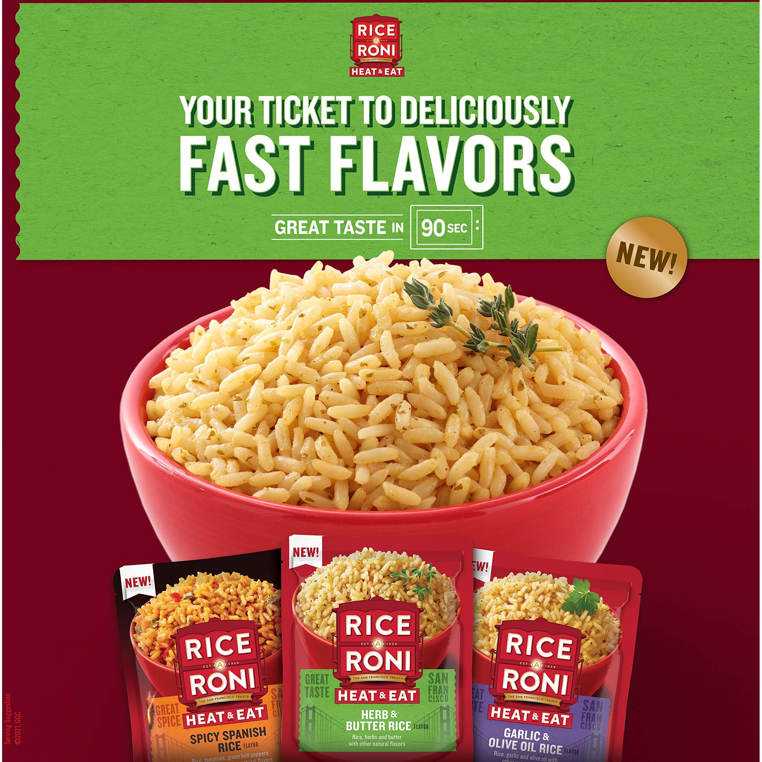 Rice-A-Roni Heat & Eat Rice, Microwave Rice, Quick Cook Rice, Spicy Spanish, (8 Pack)