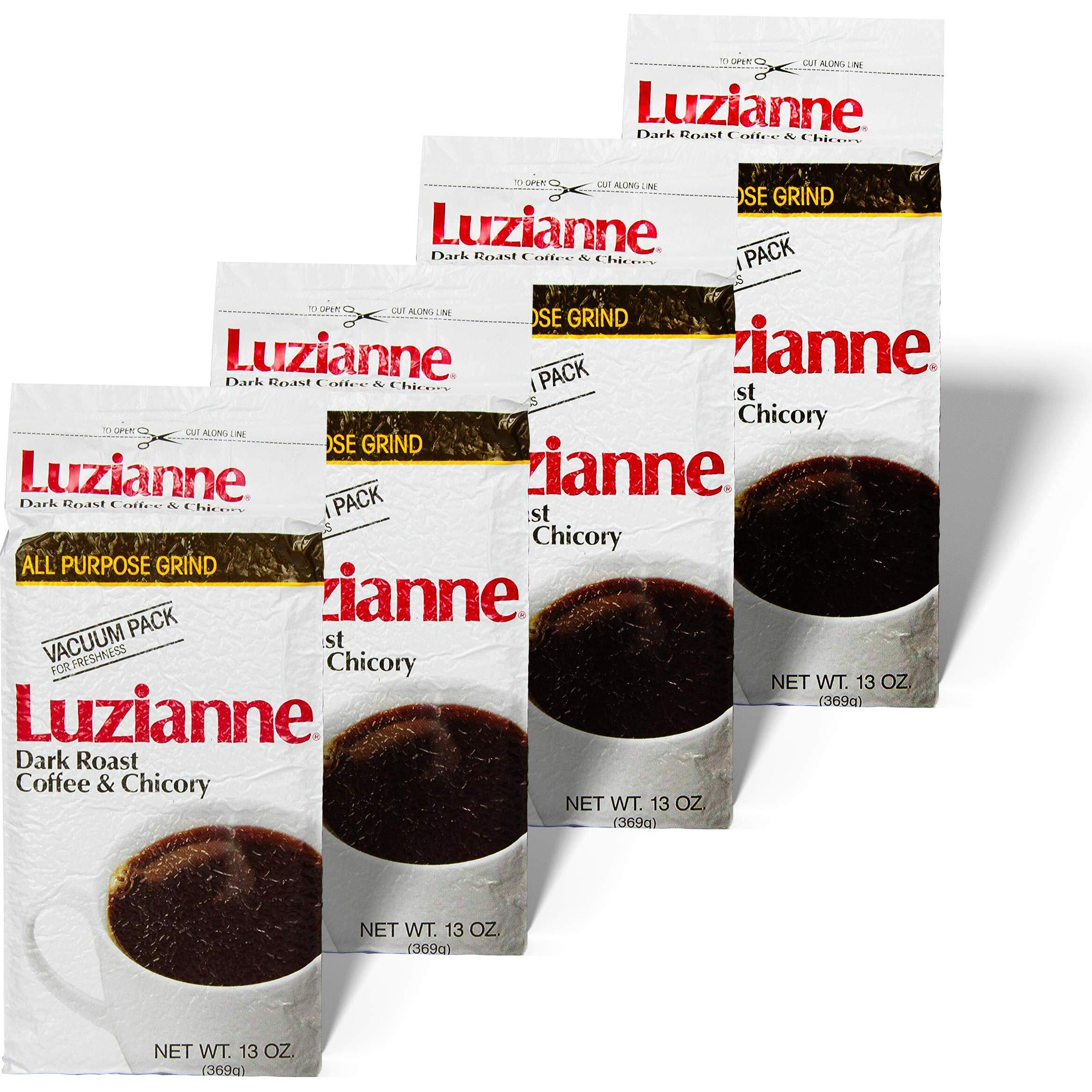 Luzianne Coffee & Chicory Dark Roast Ground Coffee, 13Oz Bag (Pack Of 4)