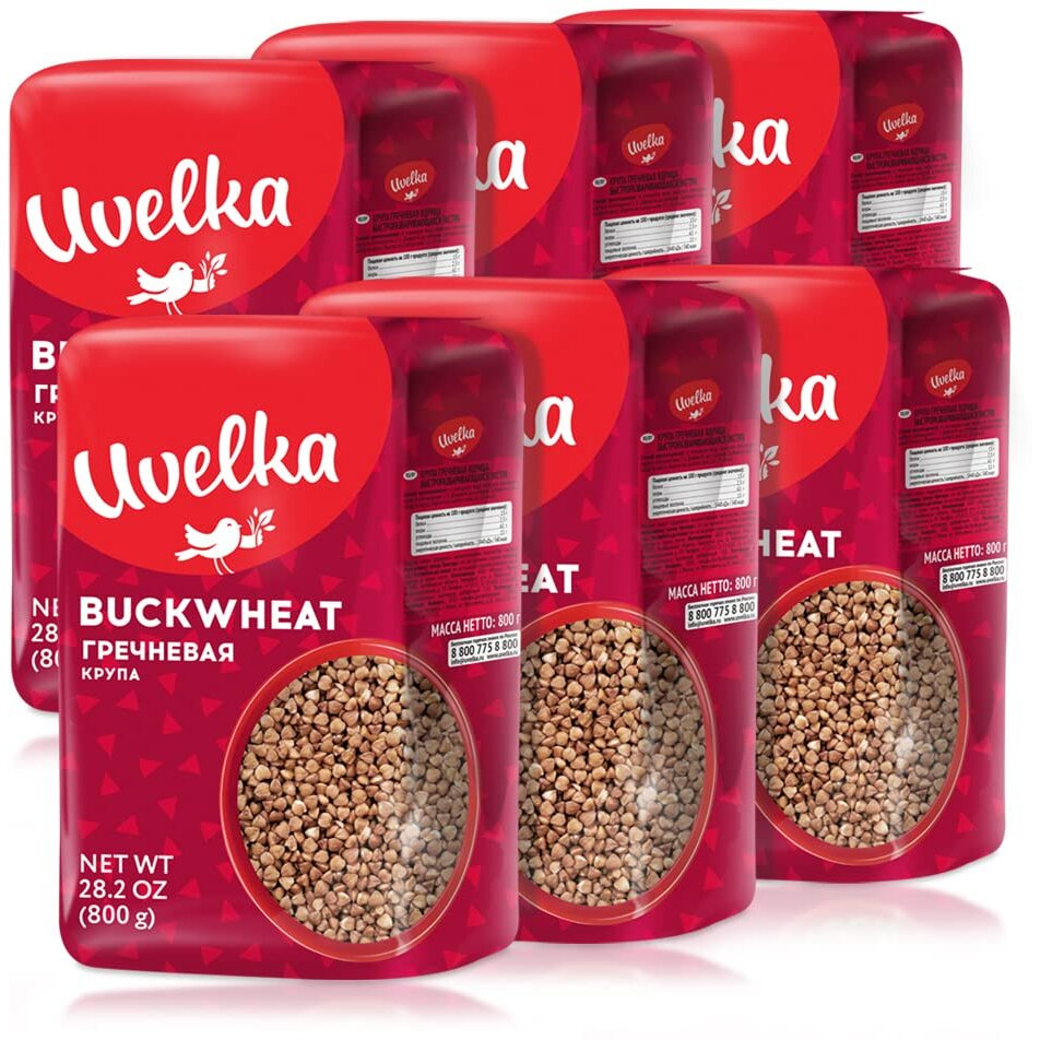 Uvelka Buckwheat Groats 800 Gram, Pack Of 6