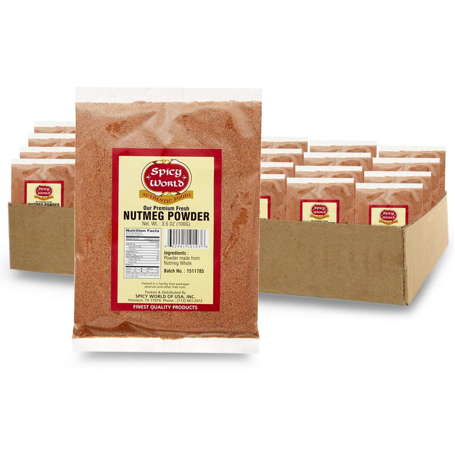 Spicy World Nutmeg Ground Spice 3.5 Ounce (100G) | Jaiphul Powder (Pack Of 24)