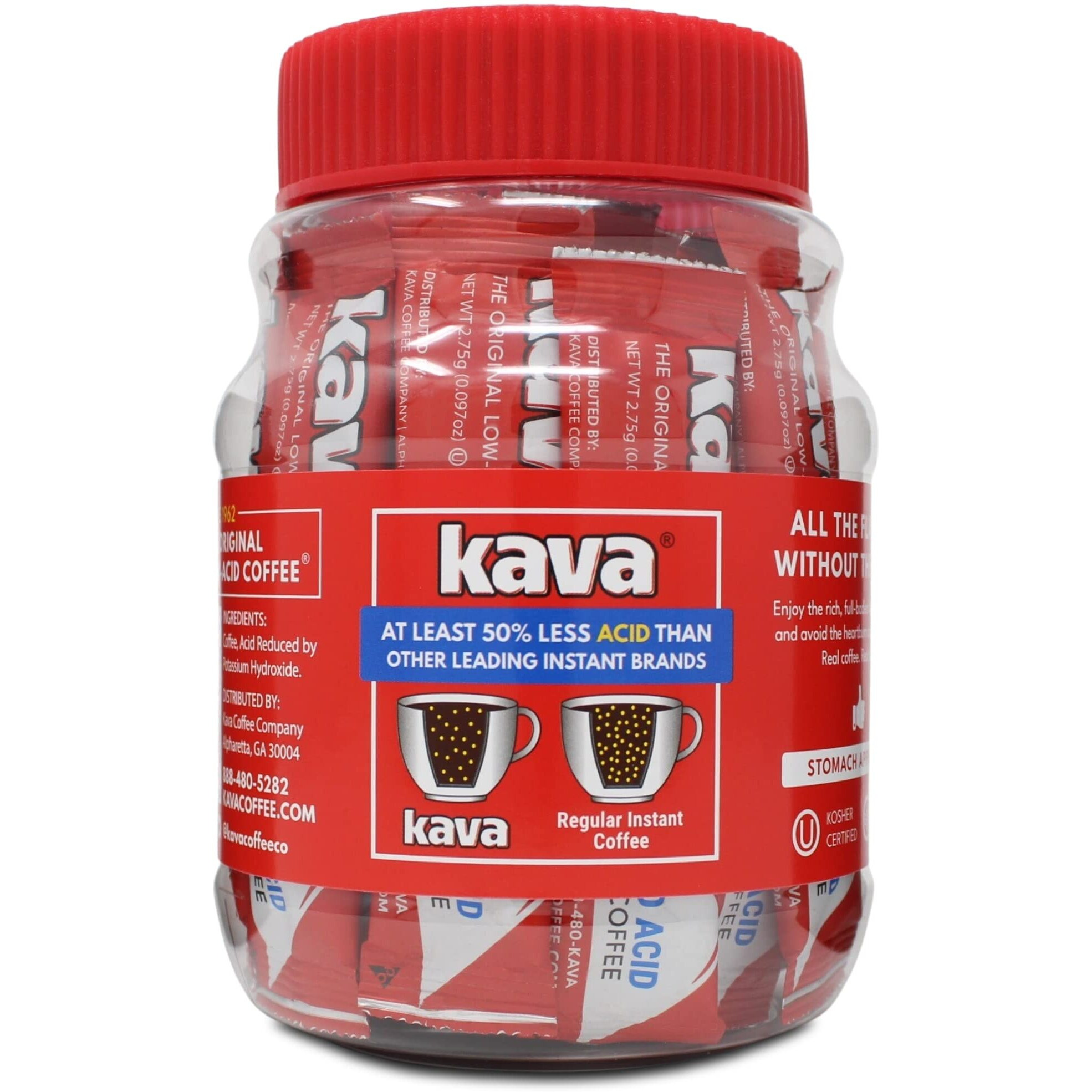 Kava Low Acid Instant Coffee Single Serve Stick Packets, 20 Count