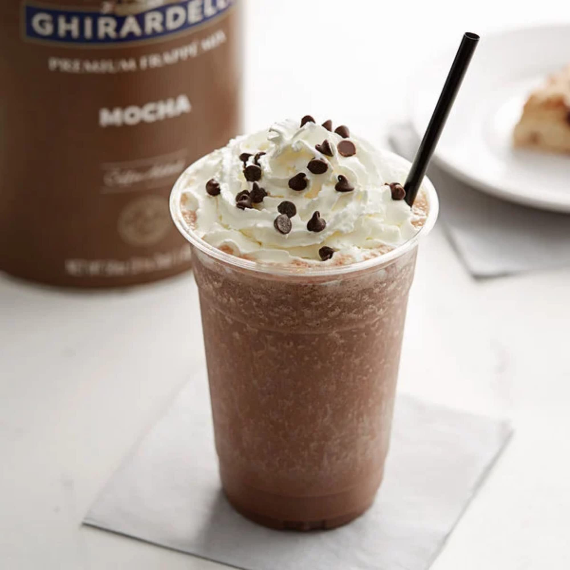Ghirardelli Mocha Premium Frapp   Mix, 3.12 Lb Can With Ghirardelli Stamped Barista Spoon
