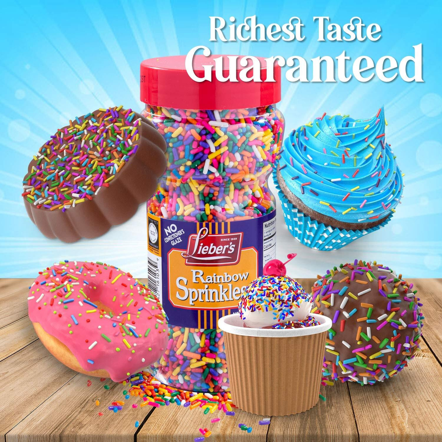 Lieber's Rainbow & Chocolate Sprinkles Bundle Pack | Tasty Colorful & Chocolatey Jimmies Are A Great Dessert Topping For Cooking, Baking & Decorating Ice Cream | 10 Ounces