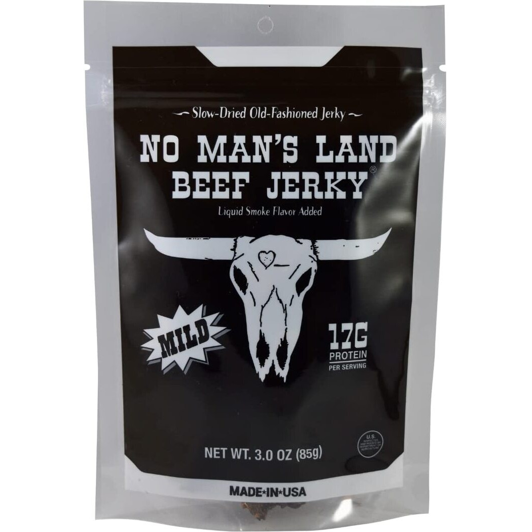 No Mans Land Mild Beef Jerky High Protein Low Calorie Low Carb Beef Snack 3.0Oz Bag
