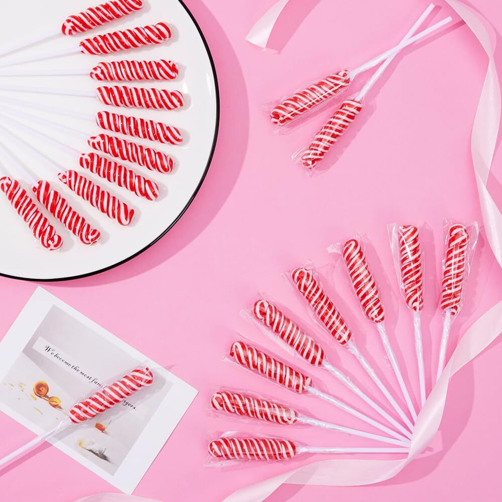 Twisty Lollipop, Rainbow Twist Lollipops Individually Wrapped Bulk, Kid's Lollipops Candy For Birthday, Strawberry 30 Pack