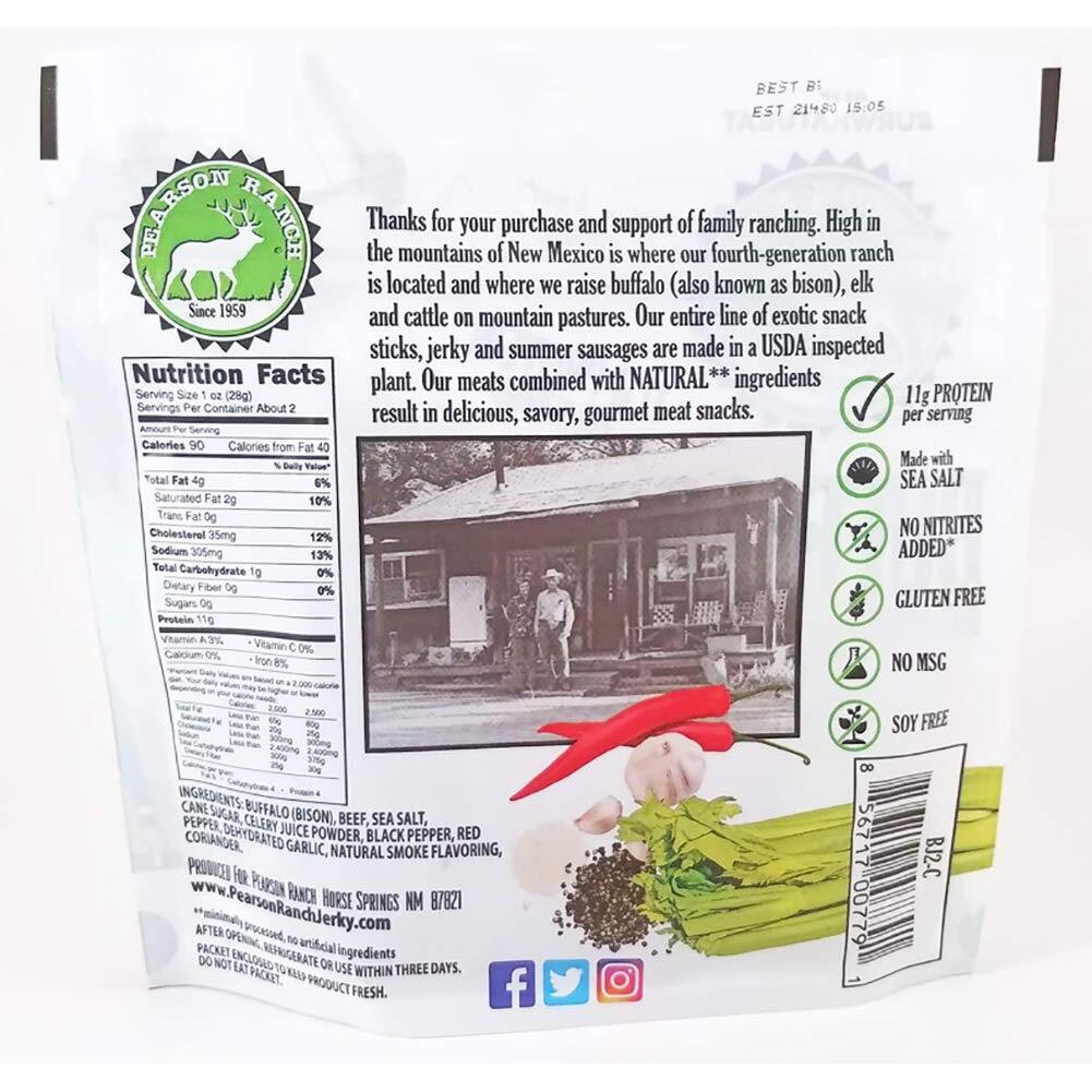 Pearson Ranch Wild Grass Fed Game Variety Pack Of 4-2.1Oz Bags - Venison, Elk, Buffalo, & Wild Boar - Gluten-Free, Msg-Free, Paleo And Keto Friendly