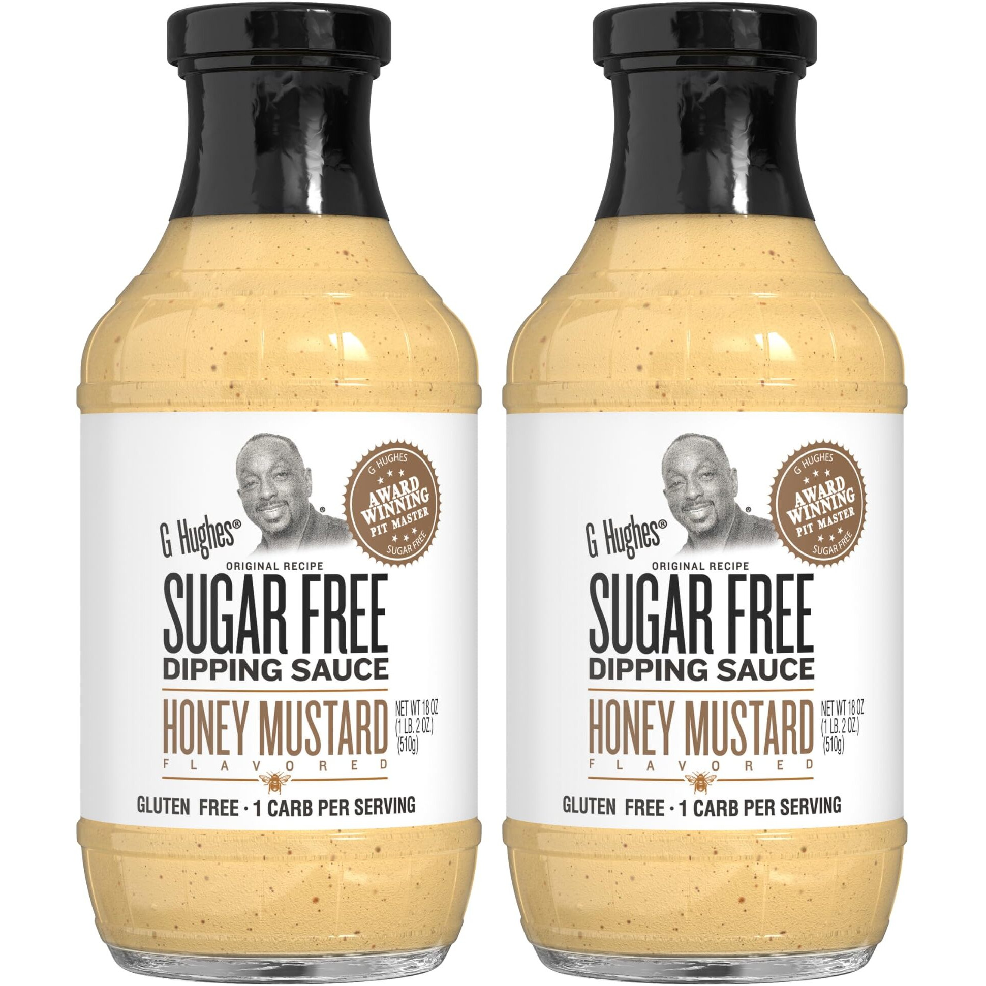 G Hughes Sugar Free, Honey Mustard Dipping Sauce - Sugar Free Honey Mustard, Gluten Free Mustard, Keto Honey Mustard, Low Carb Honey Mustard Dressing, Sugar Free Mustard -18 Oz (2-Pack)