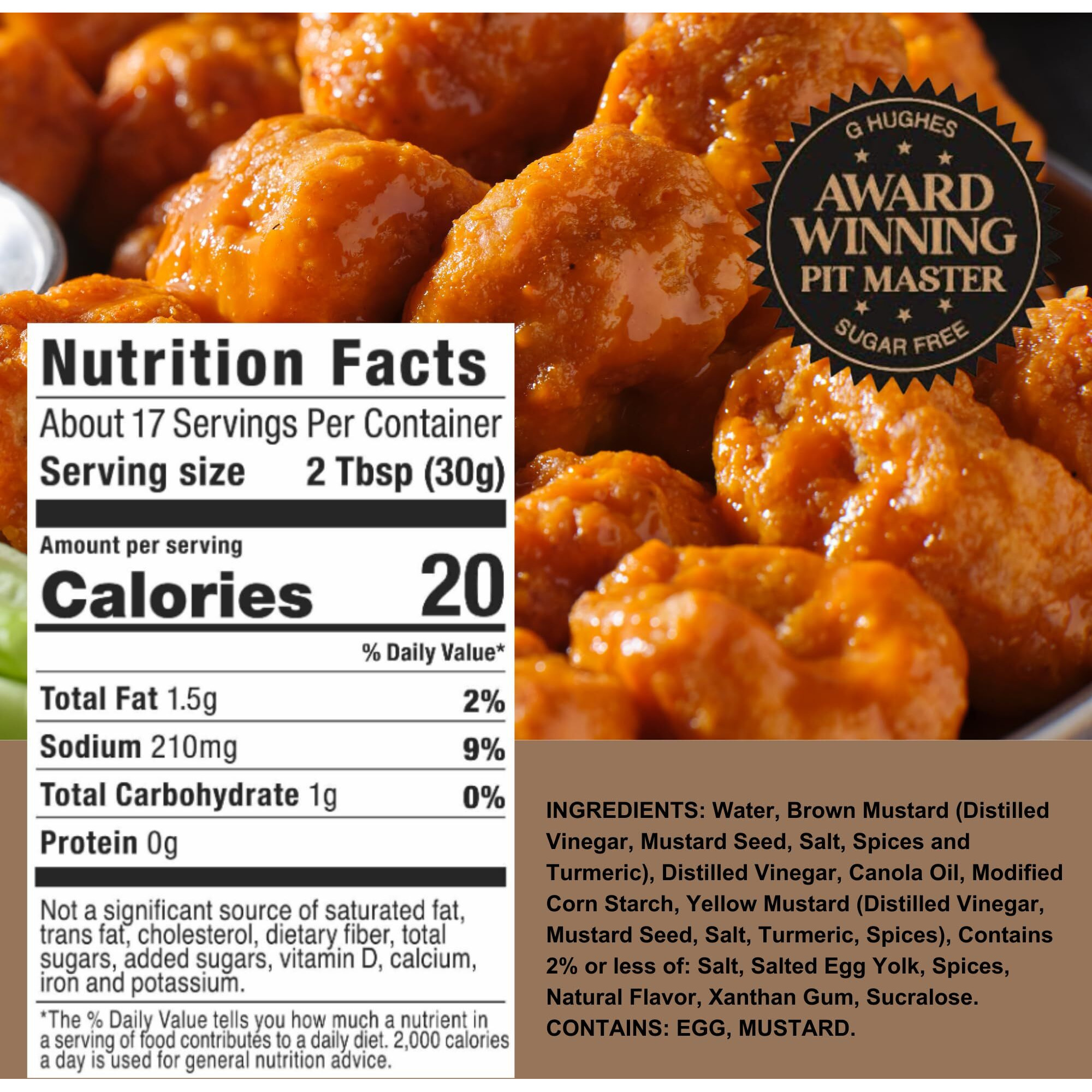 G Hughes Sugar Free, Honey Mustard Dipping Sauce - Sugar Free Honey Mustard, Gluten Free Mustard, Keto Honey Mustard, Low Carb Honey Mustard Dressing, Sugar Free Mustard -18 Oz (2-Pack)