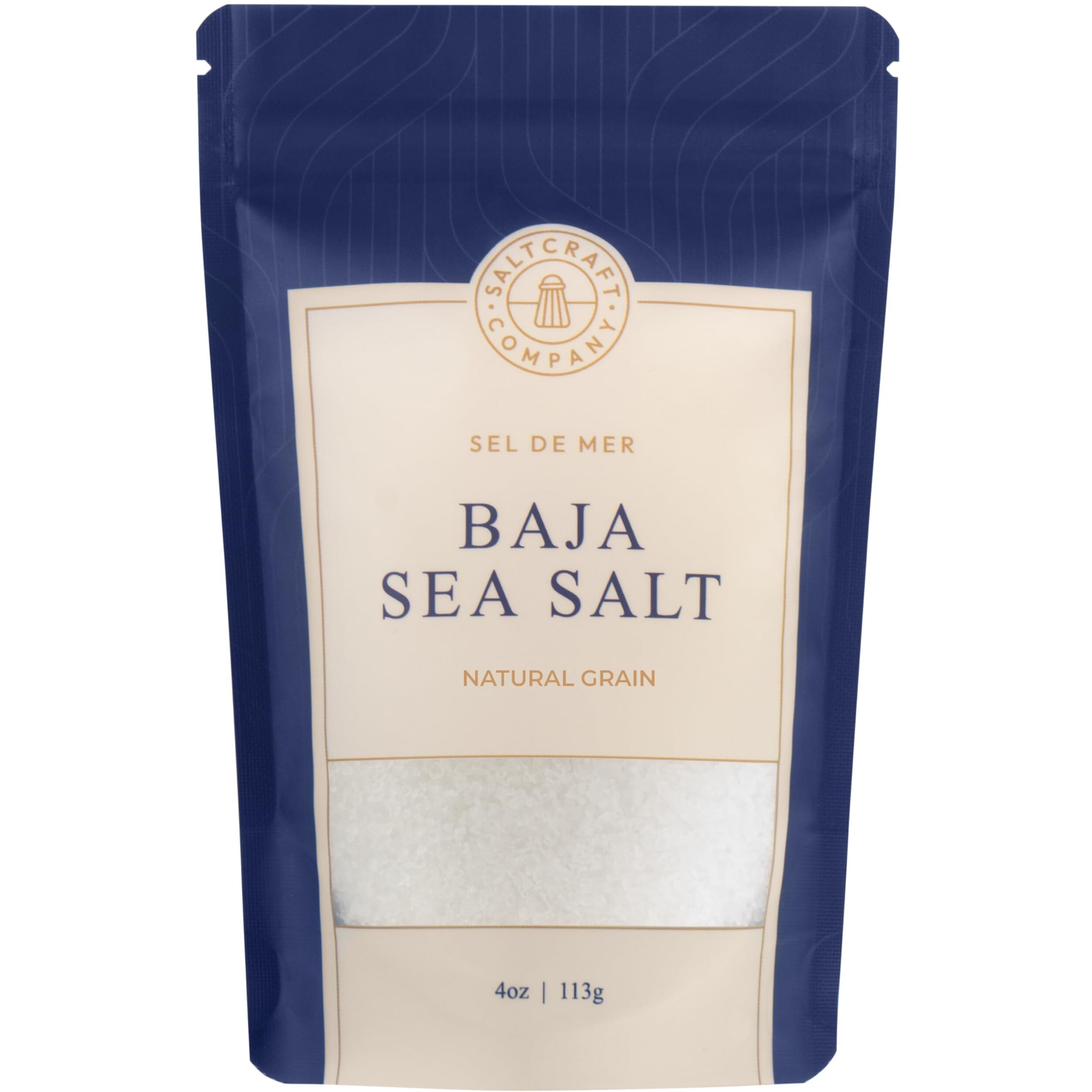 Saltcraft Company - Baja Sea Salt, Natural Grain Crystals, Low Sodium 30%, Kosher Certified & Mineral Salt - 4 Ounce