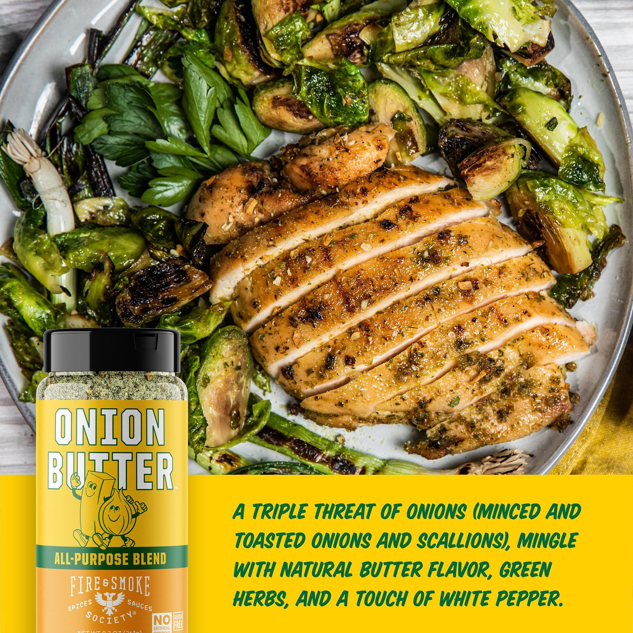 Fire & Smoke Society Onion Butter All Purpose Seasoning | Bbq Rubs For Smoking And Grilling | Steak, Grilled Chicken, Pork, Burgers | Onions, Green Herbs, White Pepper | Large (2-Pack)