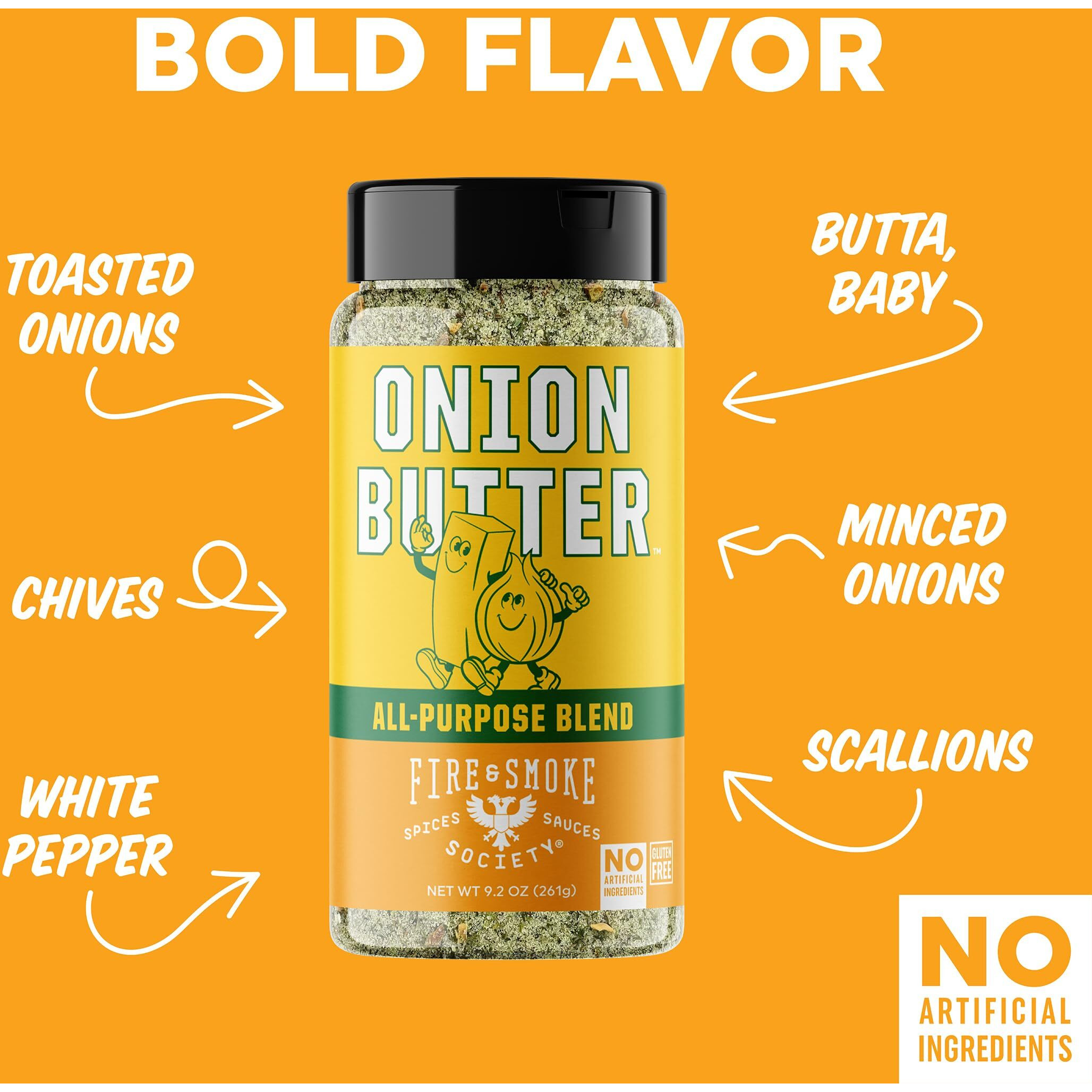 Fire & Smoke Society Onion Butter All Purpose Seasoning | Bbq Rubs For Smoking And Grilling | Steak, Grilled Chicken, Pork, Burgers | Onions, Green Herbs, White Pepper | Large (2-Pack)