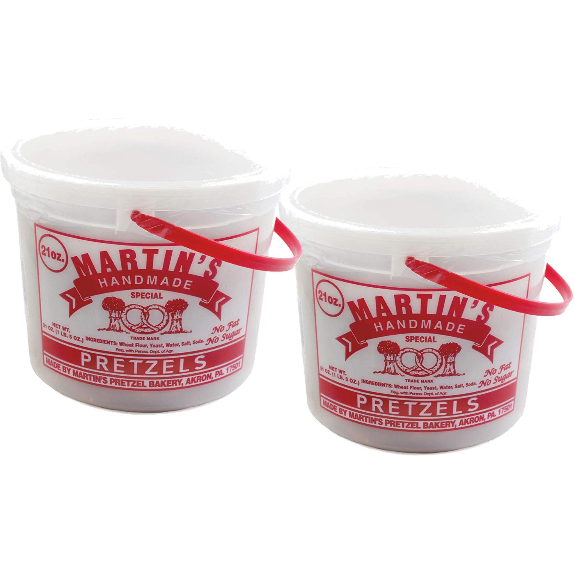 Martins Handmade, Hand Twisted Pretzels With Salt- 21 Oz. Tub (2 Tubs)