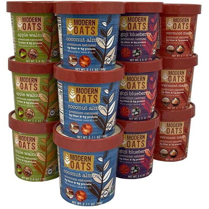 Modern Oats All Natural Oatmeal Cups - Variety Pack 2.6 Oz (Pack Of 12)