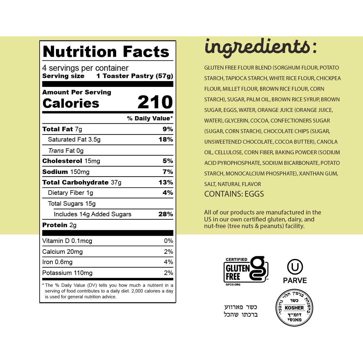 Katz Gluten Free Toaster Pastries. Chocolate Chip.Gluten Free, Dairy Free, Nut Free, Peanut Free, Soy Free. Kosher Snacks 8 Oz (Pack Of 8)