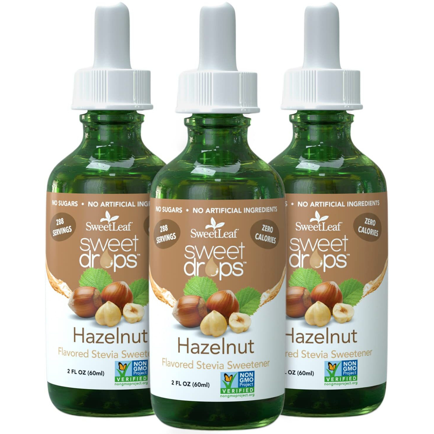 Wisdom Natural Brands Stevia Liquid Sweet Drops - Hazelnut Flavored Drops, Stevia Liquid Sweetener, Zero-Calorie, Sugar-Free Syrup Alternative For Keto Coffee, Baking, Shakes, 2 Fl Oz (Pack Of 3)
