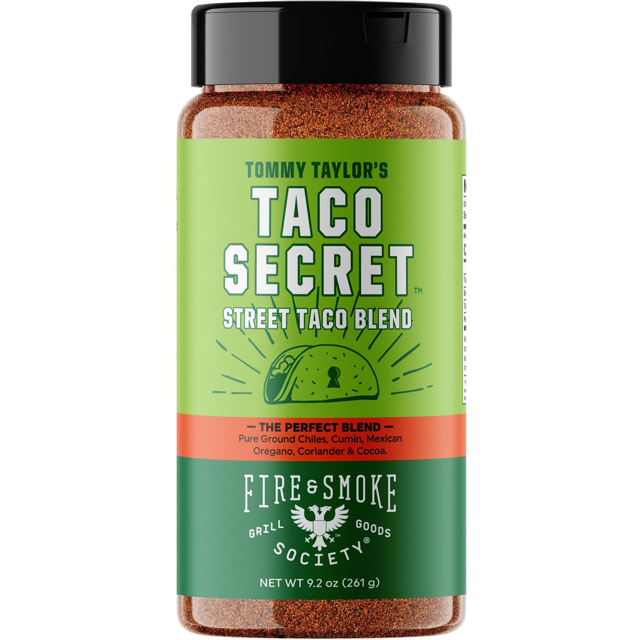 Fire & Smoke Society Taco Secret Taco Seasoning Mix | Xlarge Bottle | Fajita Seasoning Mix, Carnitas, Meat, Mexican Spice Blend | Msg Free, Gluten Free, Non-Gmo | 9.2 Oz