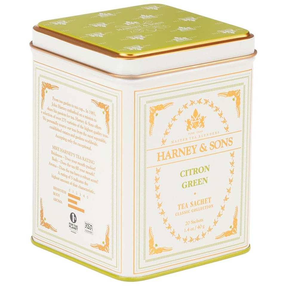 Harney & Sons Citron Green Tea, White, 20 Count (Pack Of 1)