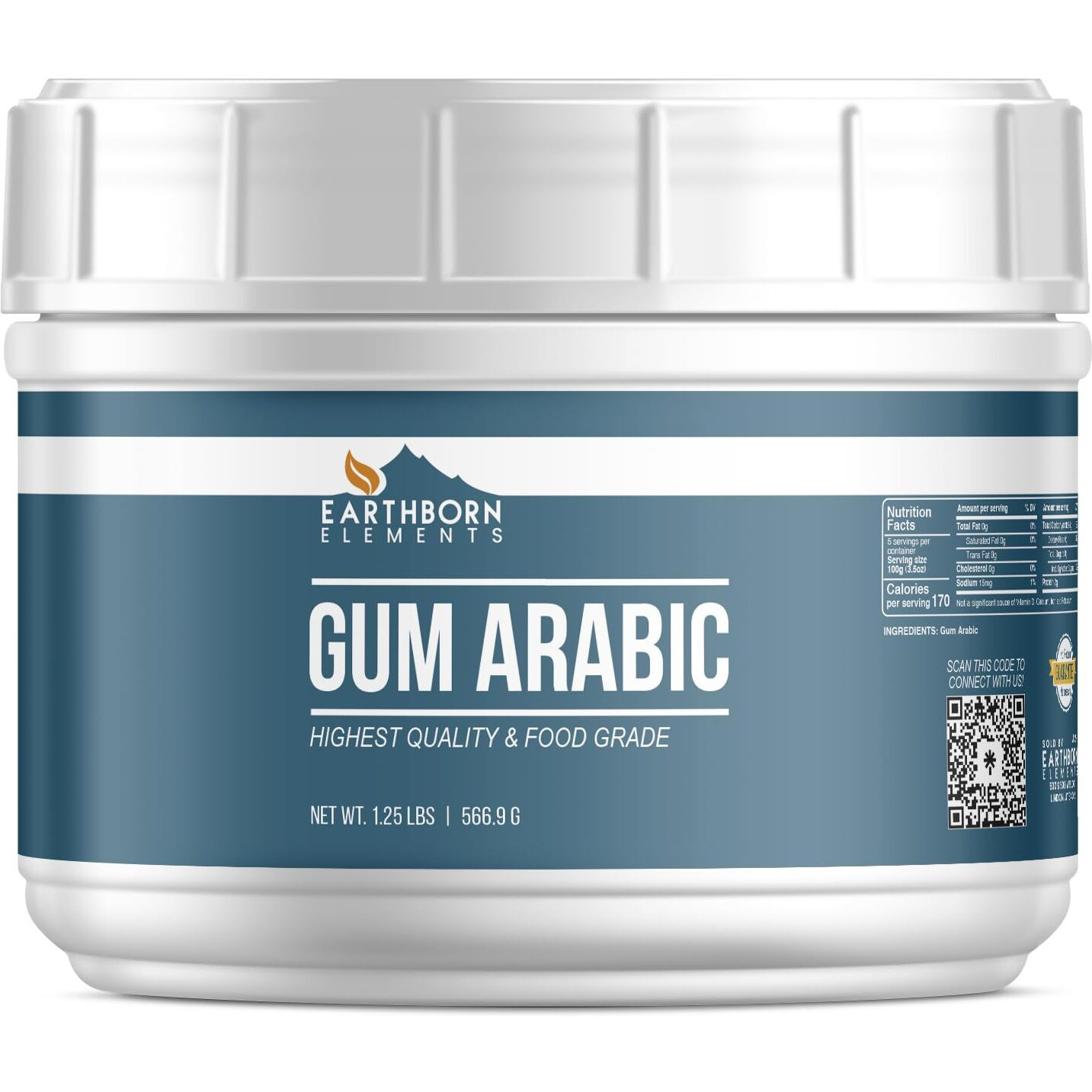 Earthborn Elements Gum Arabic (1.25 Lb), Acacia, Multitude Of Uses, Resealable Tub