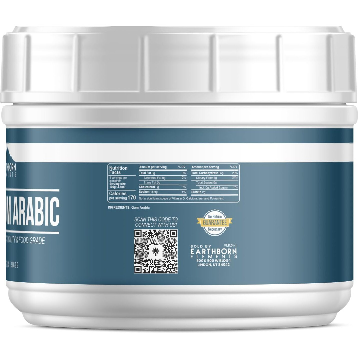 Earthborn Elements Gum Arabic (1.25 Lb), Acacia, Multitude Of Uses, Resealable Tub