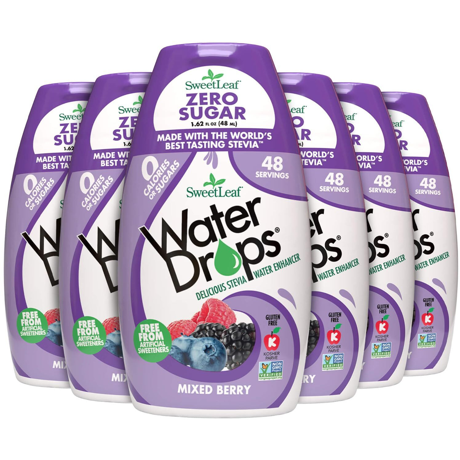 Sweetleaf Water Drops, Mixed Berry - Sugar-Free Water Enhancer Drops, Stevia & Monk Fruit Sweetener Water Flavoring, 1.62 Oz (Pack Of 6)