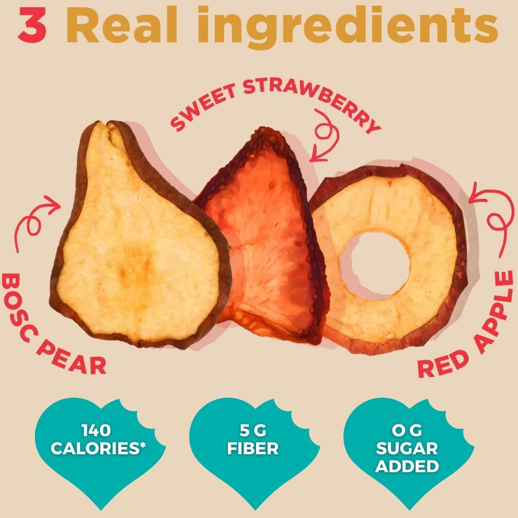 Rind Snacks | Straw-Peary | Strawberry, Apple, & Pear | Dried Fruit Superfood | Chewy Snack | No Sugar Added | All Natural | High In Fiber | Gluten Free | Vegan | Paleo | Fruit Snacks | 3 Oz | 6 Pack