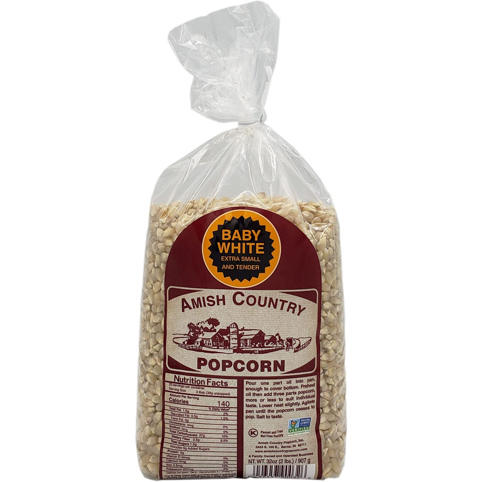 Amish Country Popcorn - Baby White Extra Small And Tender - Gmo Free 2 Lb Bag