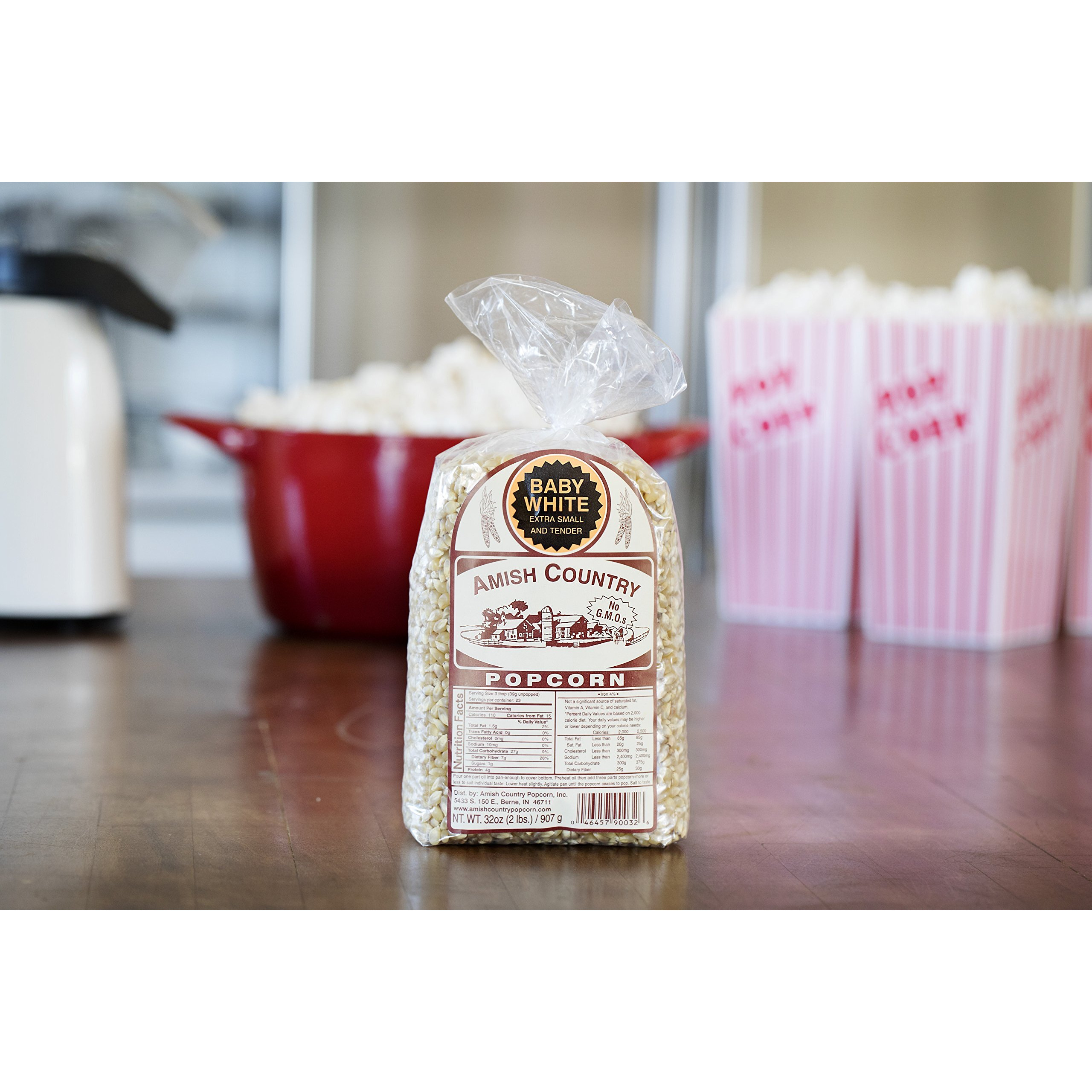 Amish Country Popcorn - Baby White Extra Small And Tender - Gmo Free 2 Lb Bag