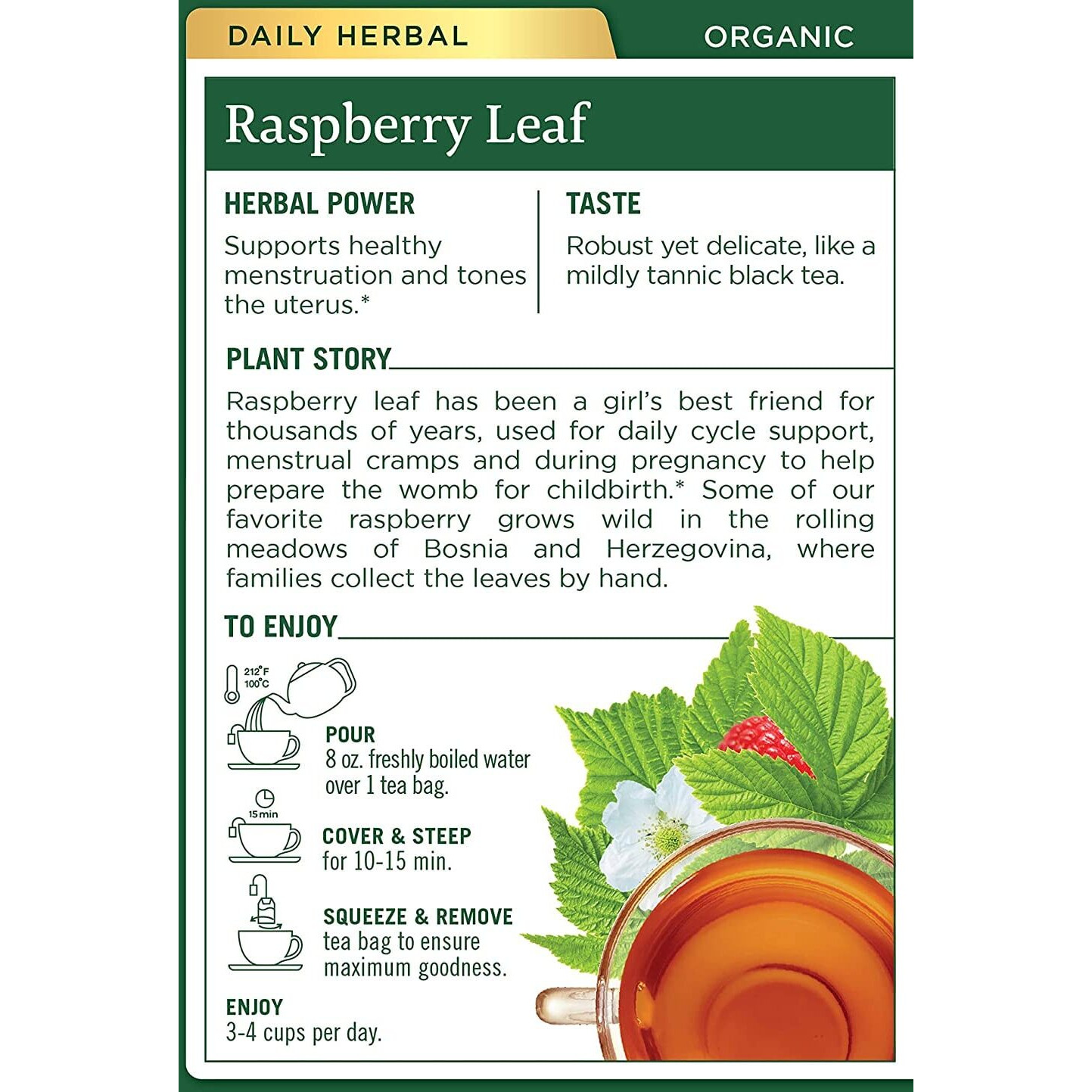 Traditional Medicinals Organic Raspberry Leaf Herbal Tea, 16 Tea Bags (Pack Of 2)