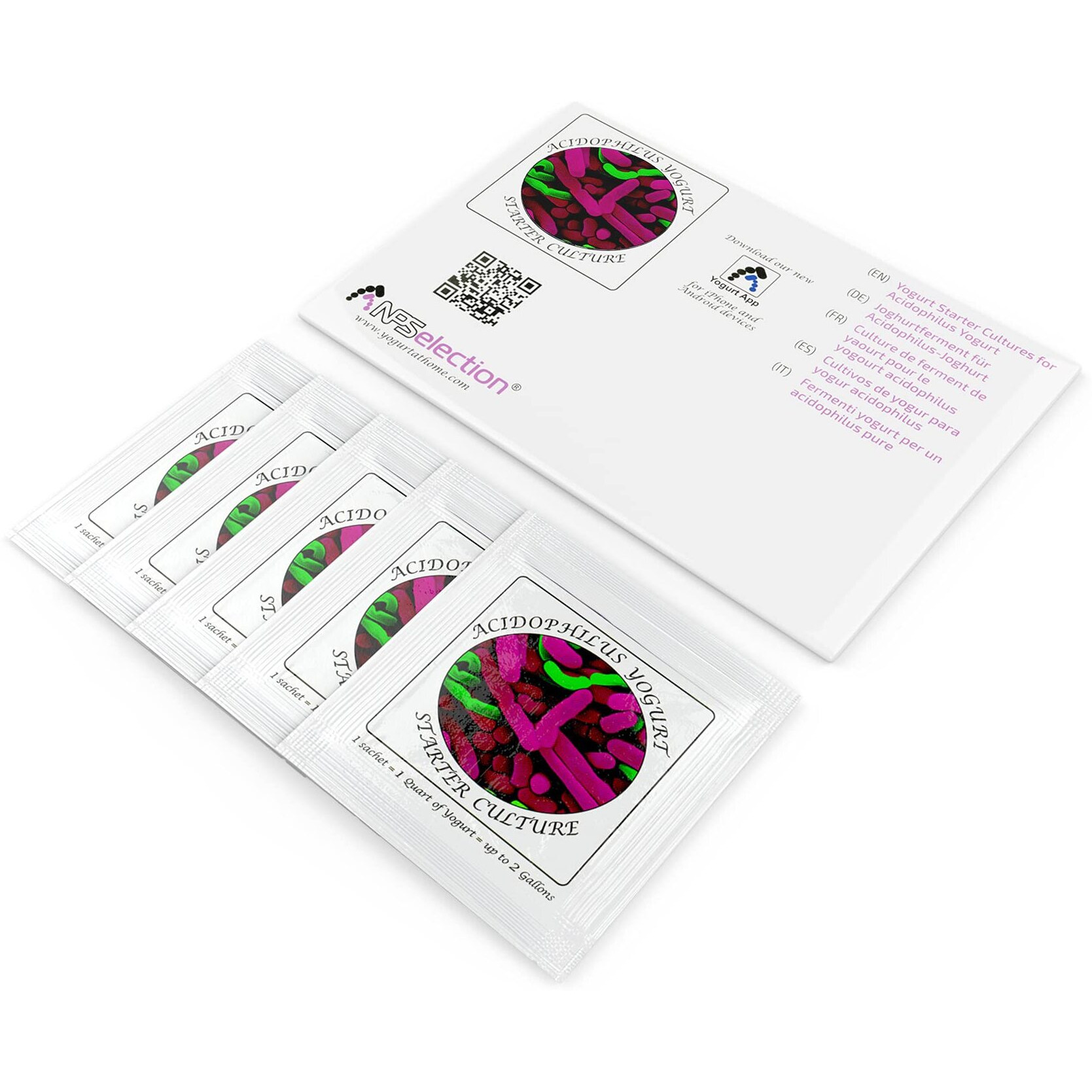 Yogurt Starter Cultures - Pack Of 5 Freeze-Dried Culture Sachets For Acidophilus Yogurt