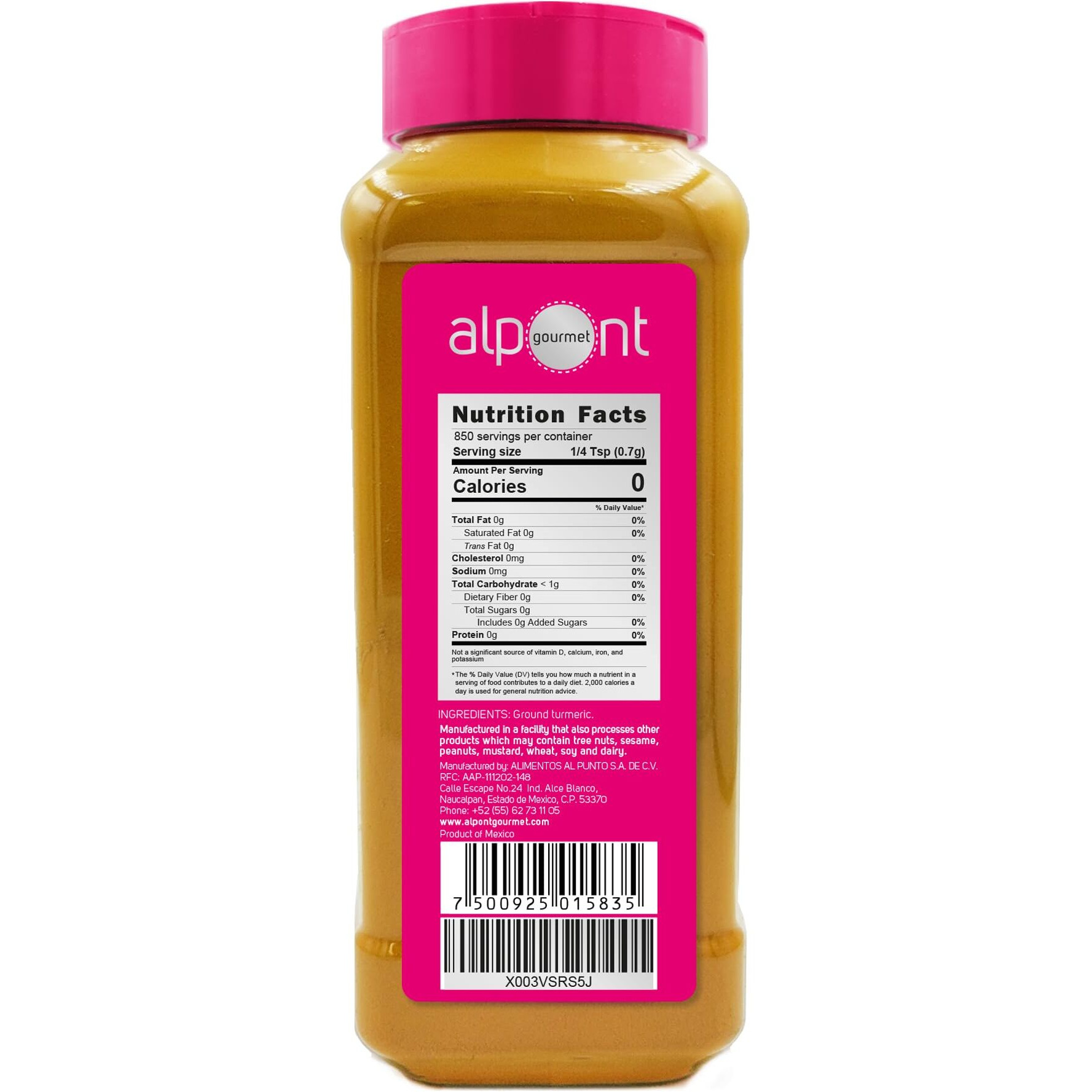 Alpont Gourmet, Ground Turmeric 21Oz (595G), All Natural, Non-Gmo, Packed To Keep It Fresh, Premium Quality