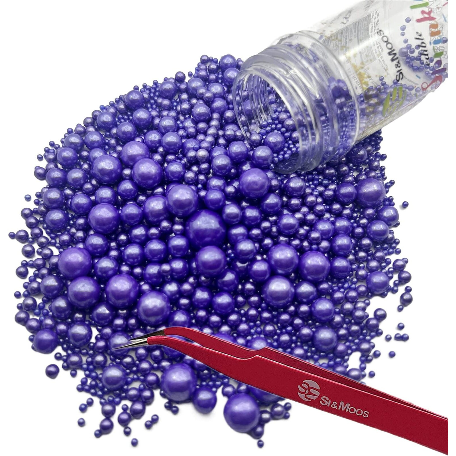 Se Si&Moos Purple Edible Pearls For Cake Decorating Purple Sugar Pearls Purple Pearl Sprinkles For Cake Decorating Purple Sprinkles Purple Edible Cake Decorations 3.5 Oz With Tweezers