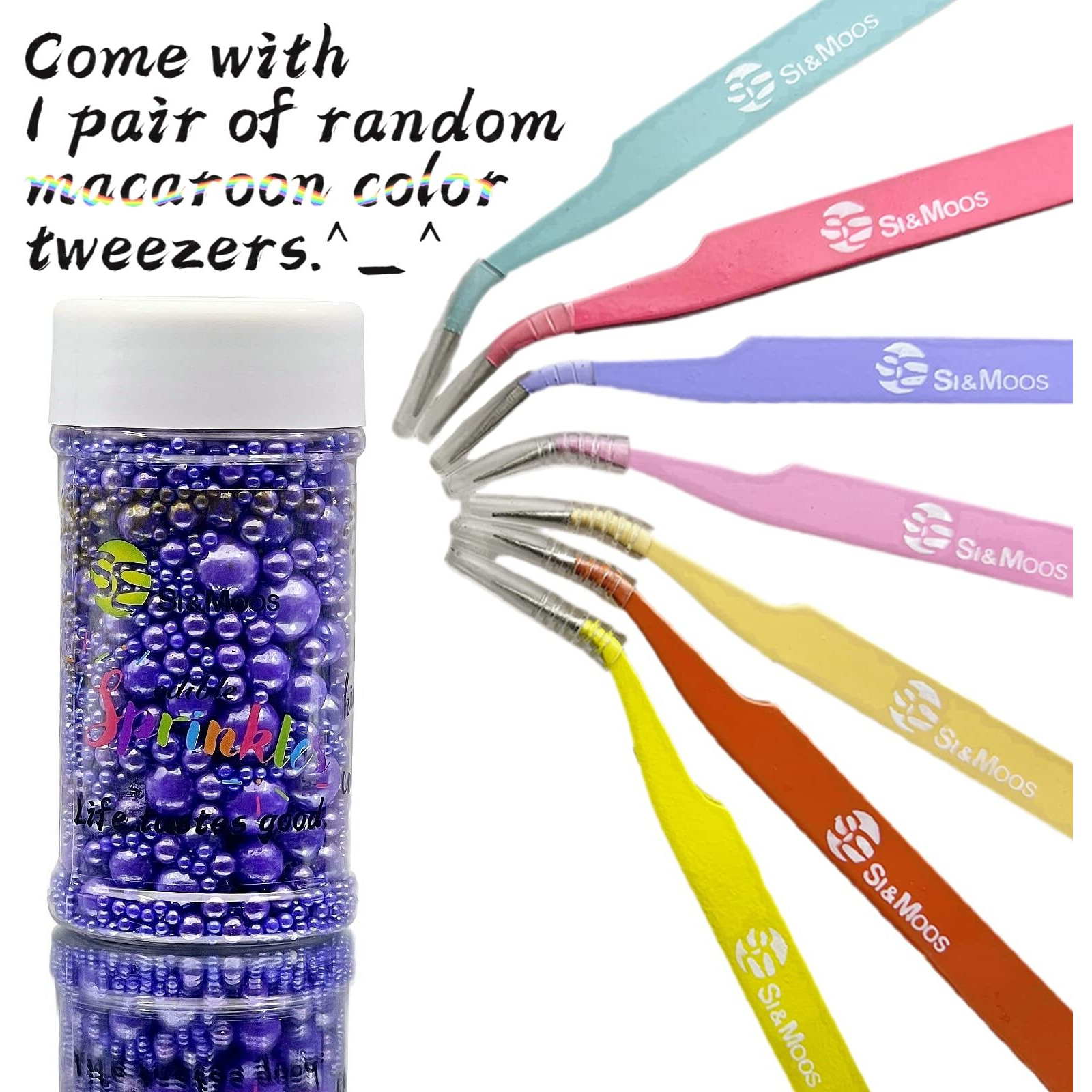 Se Si&Moos Purple Edible Pearls For Cake Decorating Purple Sugar Pearls Purple Pearl Sprinkles For Cake Decorating Purple Sprinkles Purple Edible Cake Decorations 3.5 Oz With Tweezers